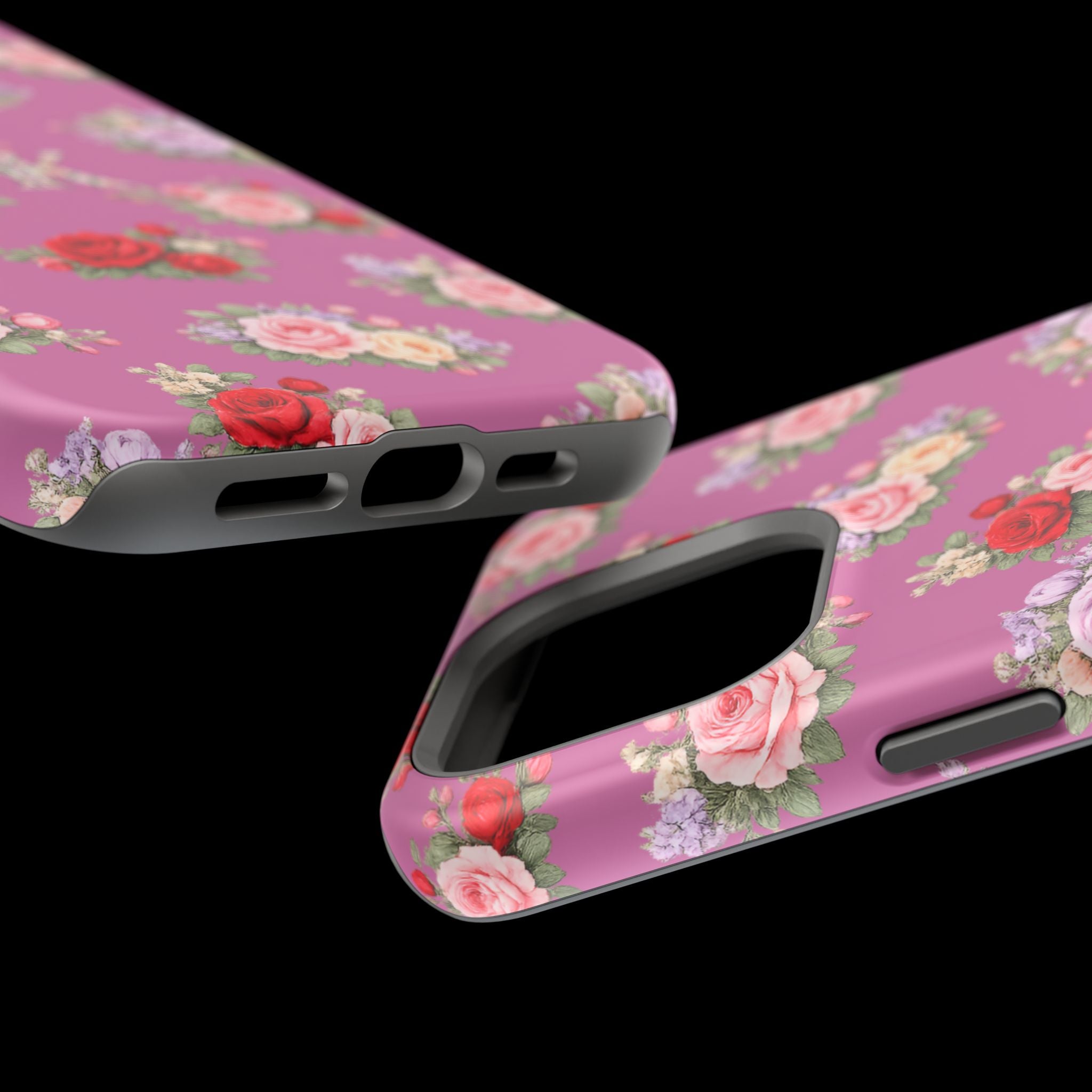 Anthos Collection Light Pink  Vintage Floral Rose Pattern Magnetic Impact-Resistant Phone Case
