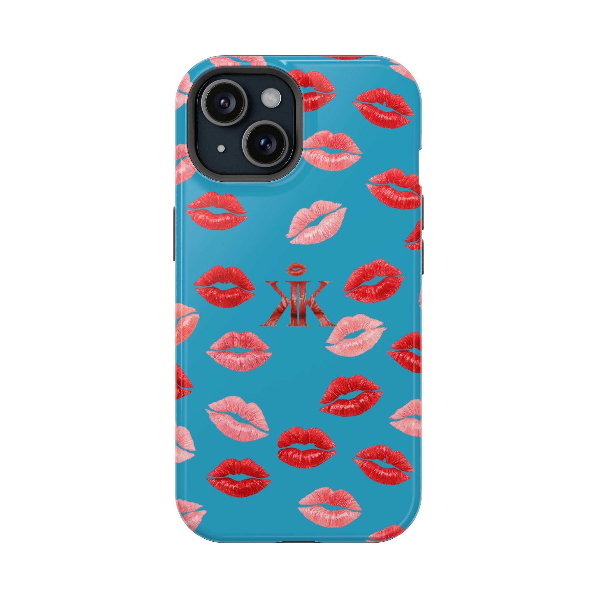 Psyche Collection Turquoise - Kiss Pattern Magnetic Impact Phone Case