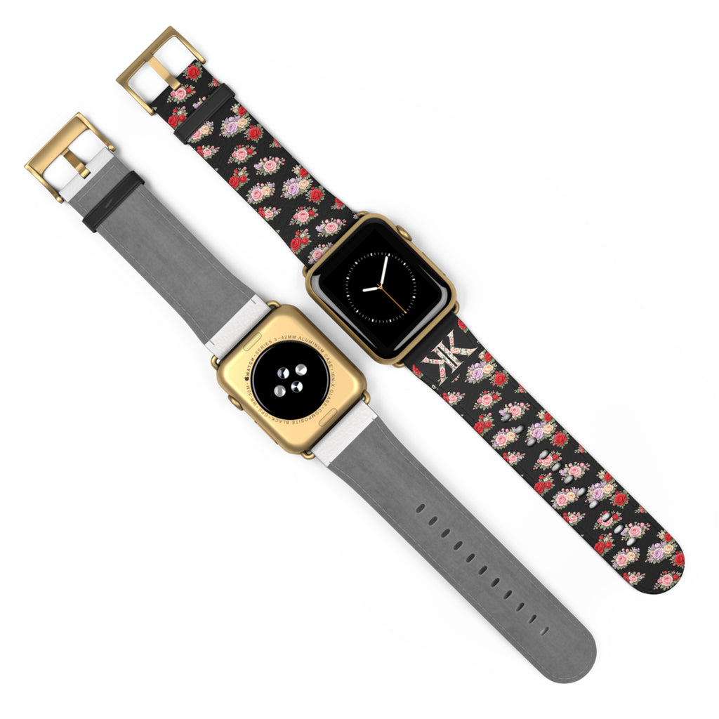 Anthos Collection BLACK Floral Vintage Watch Band — Apple Watch Strap