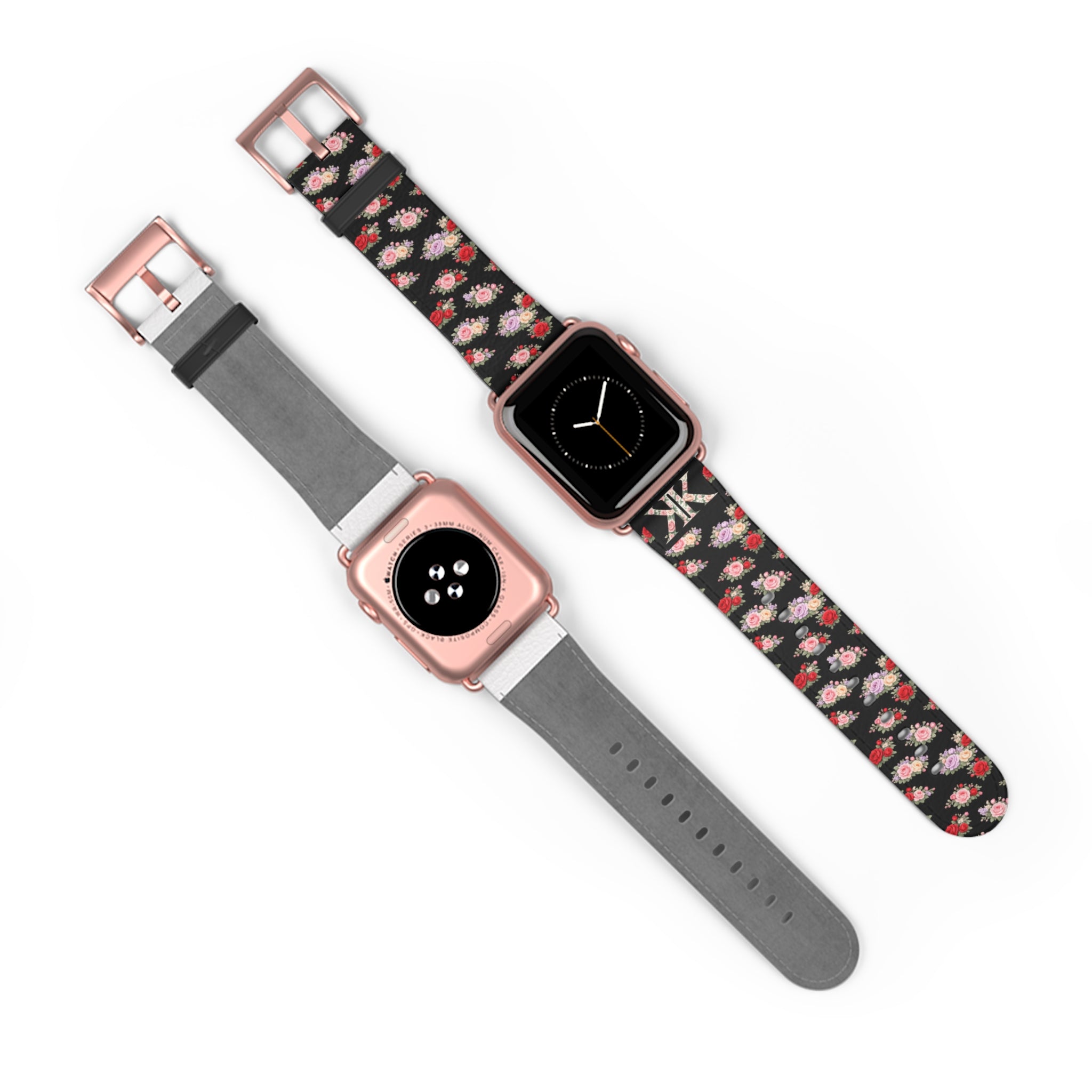 Anthos Collection BLACK Floral Vintage Watch Band — Apple Watch Strap
