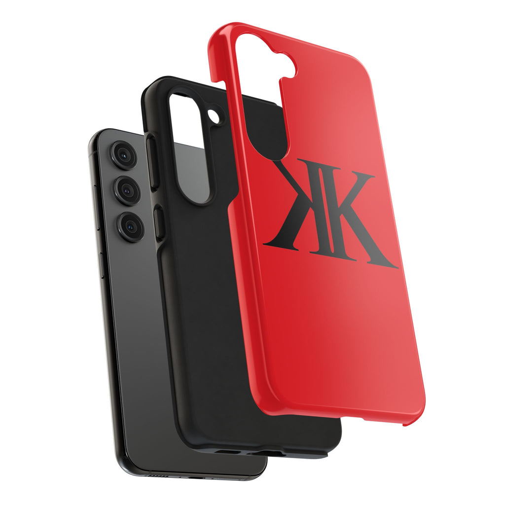 Monogram 'KK' RED Tough Phone Case — Minimal Black Initials Protective Cover