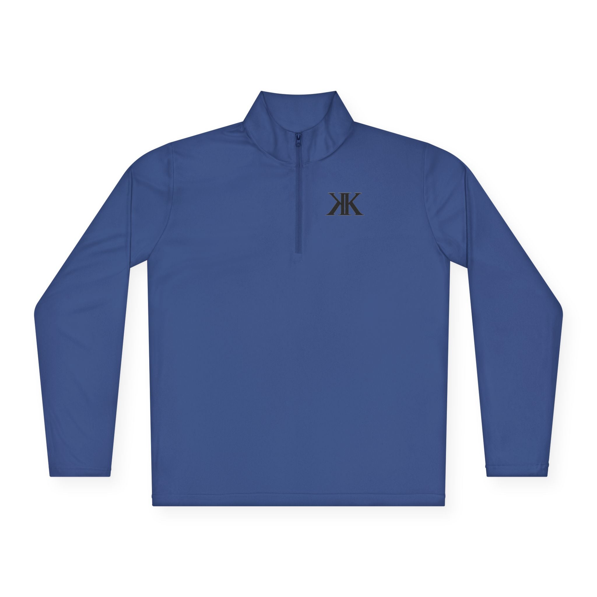 Quarter-Zip Pullover — Minimal Black KK Logo Athletic Pullover