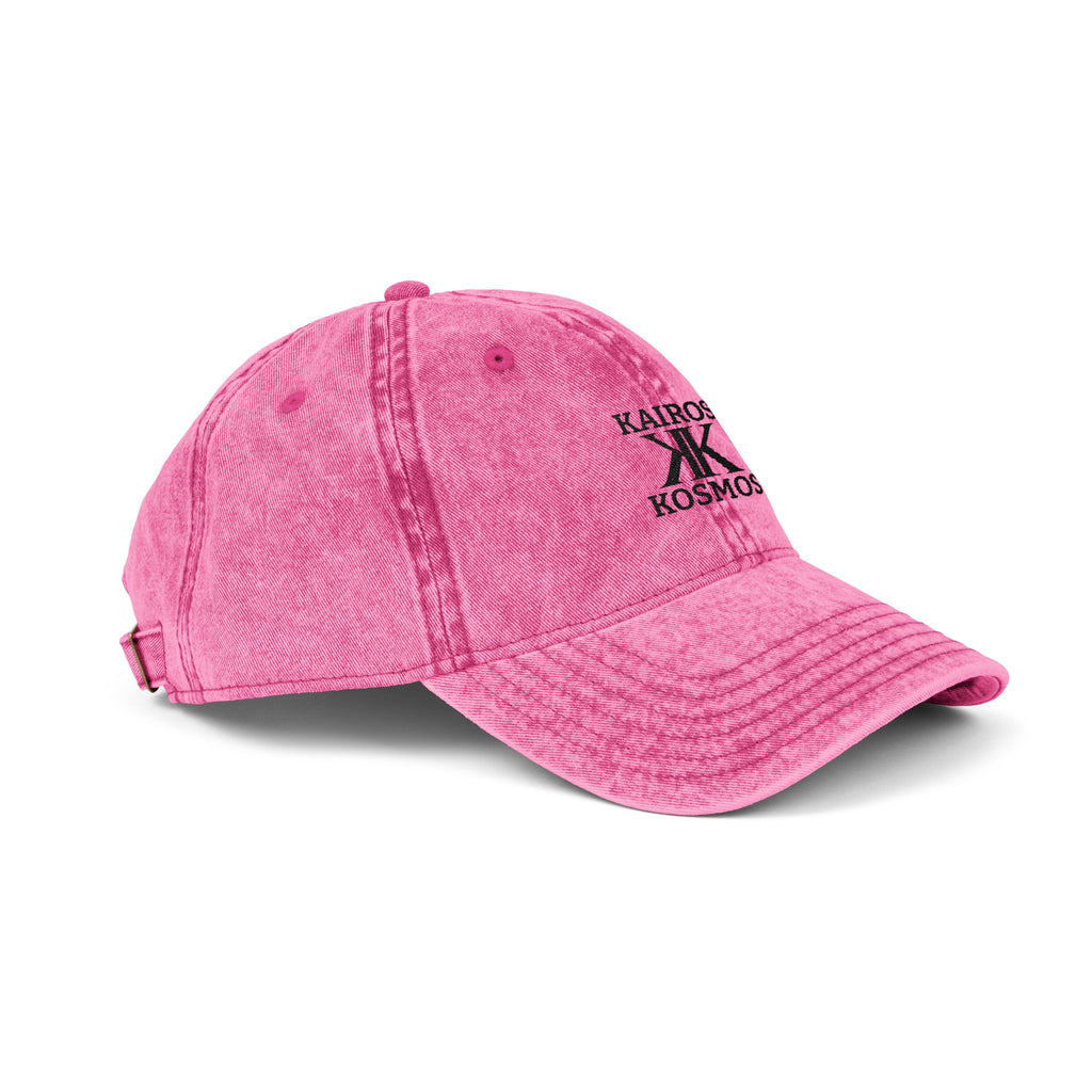 Vintage Embroidered Cap — Kairos Kosmos Logo Distressed Baseball Hat