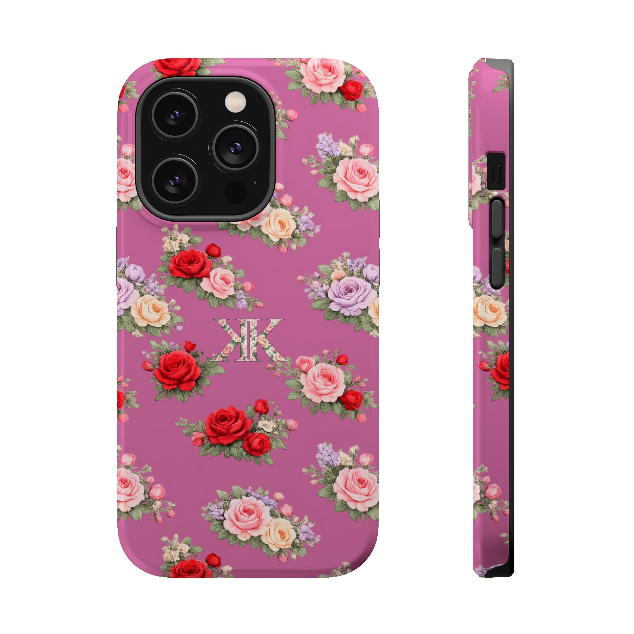 Anthos Collection Light Pink  Vintage Floral Rose Pattern Magnetic Impact-Resistant Phone Case