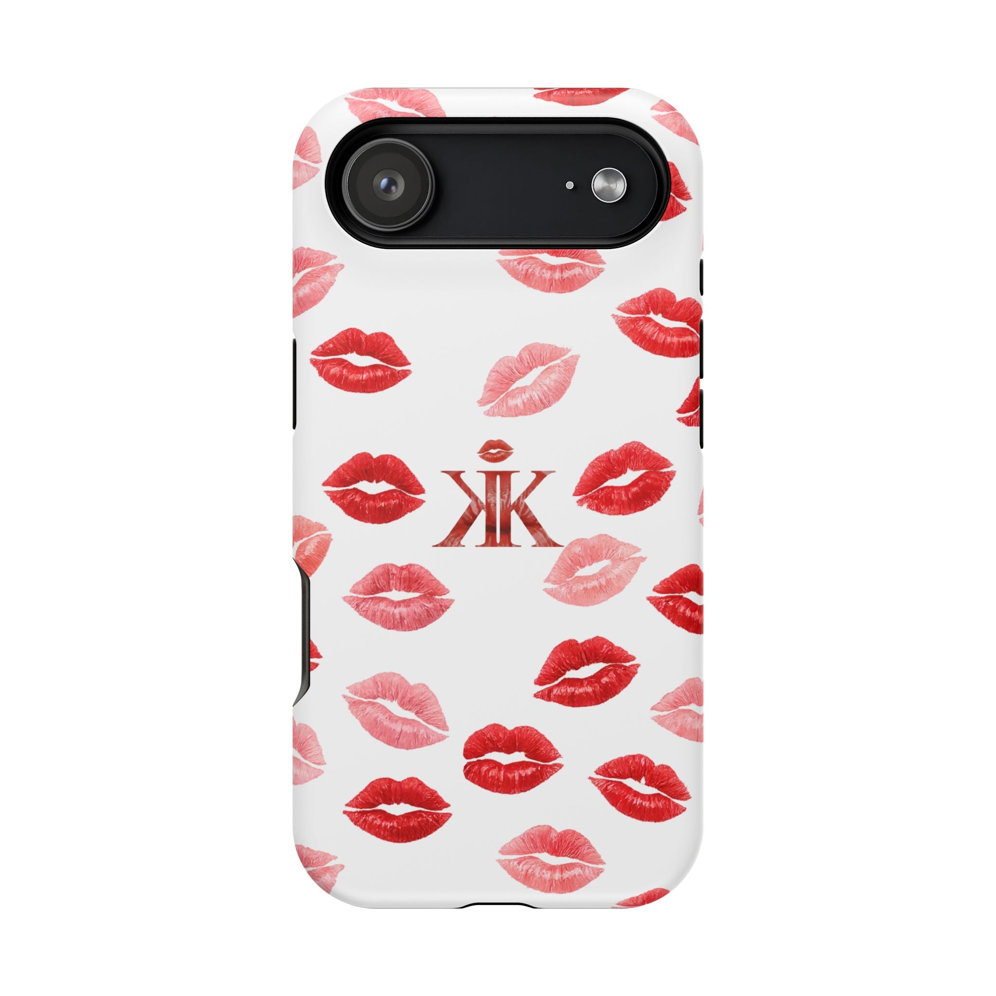 Psyche Collection White - Kiss Pattern Magnetic Impact Phone Case