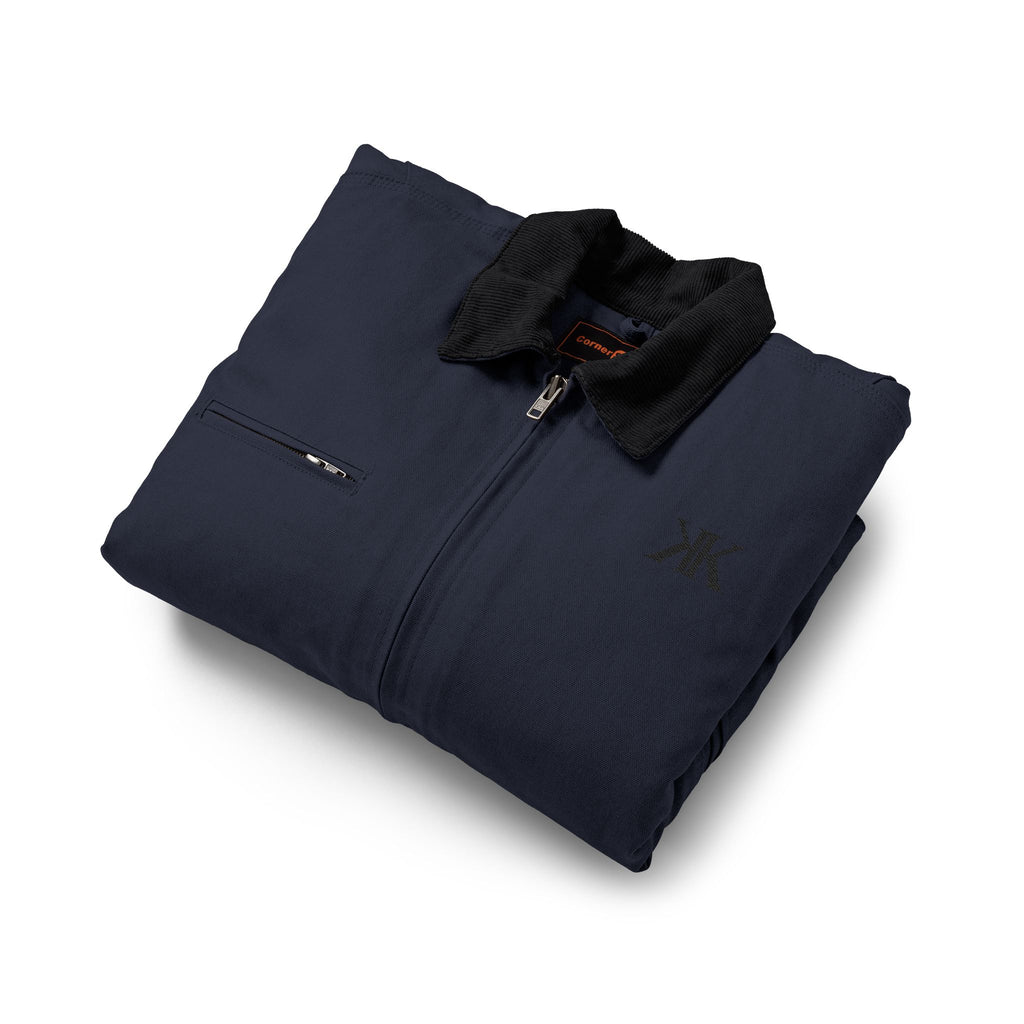 Embroidered Duck Cloth Work Jacket — Durable Brown Carpenter/Workwear Coat