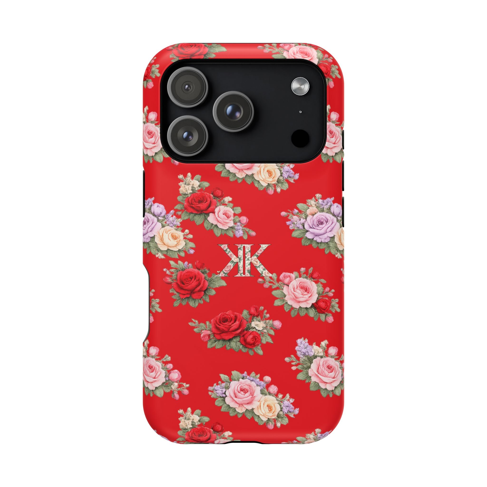 Anthos Collection RED Vintage Floral Rose Pattern Magnetic Impact-Resistant Phone Case