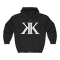 KK Monogram BLACK Zip Hoodie — Minimalist Black Full‑Zip Sweatshirt