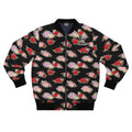 Anthos Collection Floral Rose BLACK Bomber Jacket — Vintage Pink & Red All-Over Print