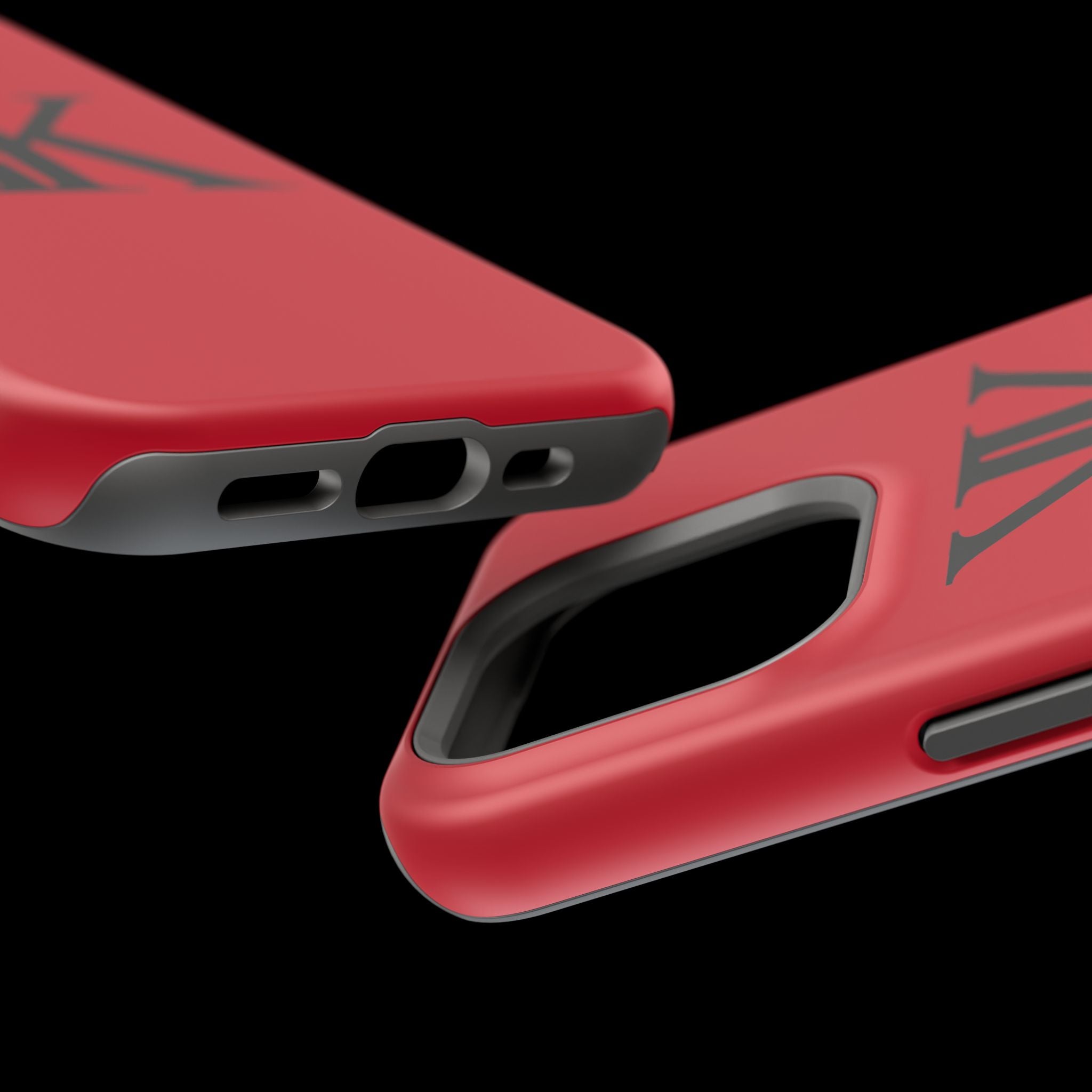 Magnetic Impact-Resistant RED Case with Bold KK Monogram