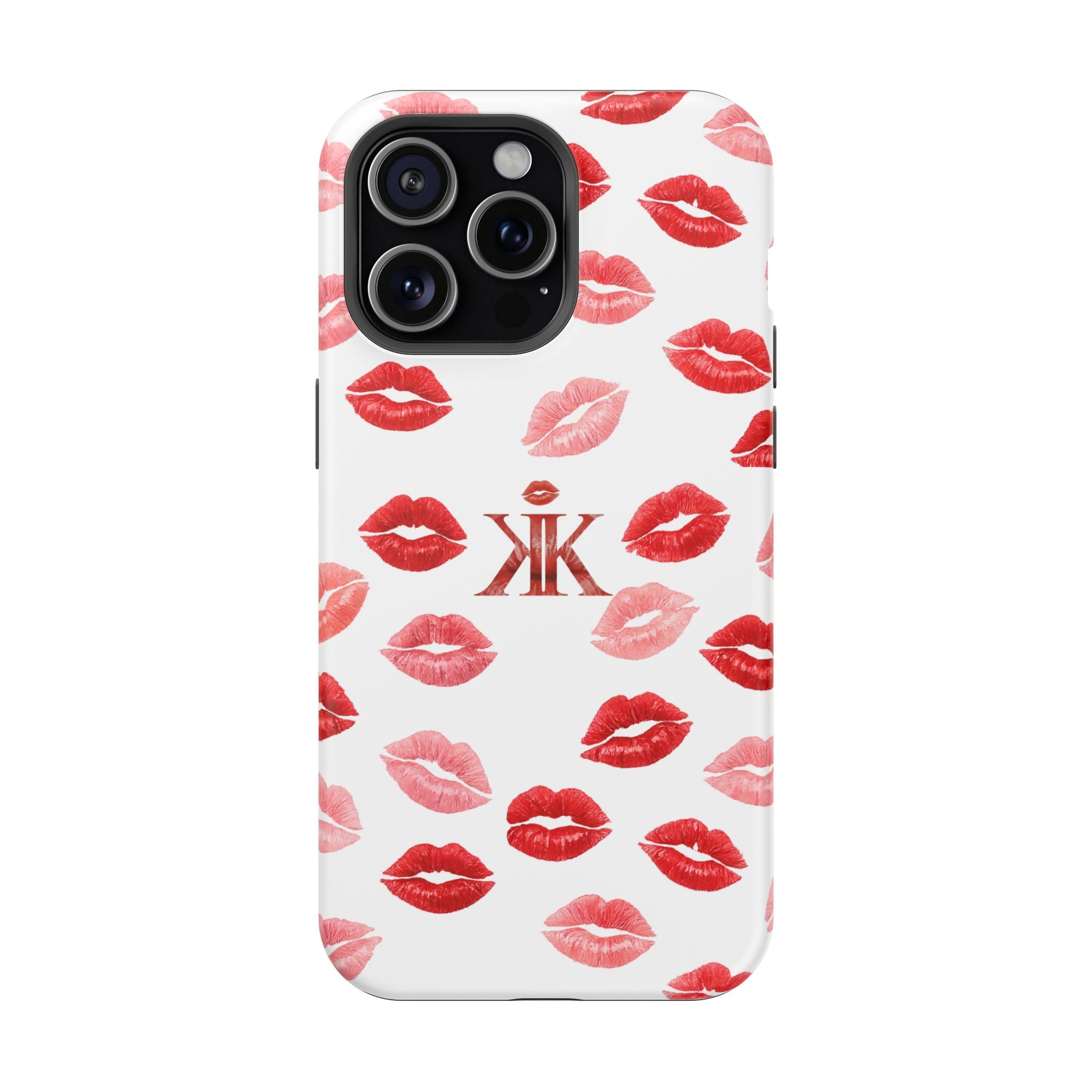 Psyche Collection White - Kiss Pattern Magnetic Impact Phone Case