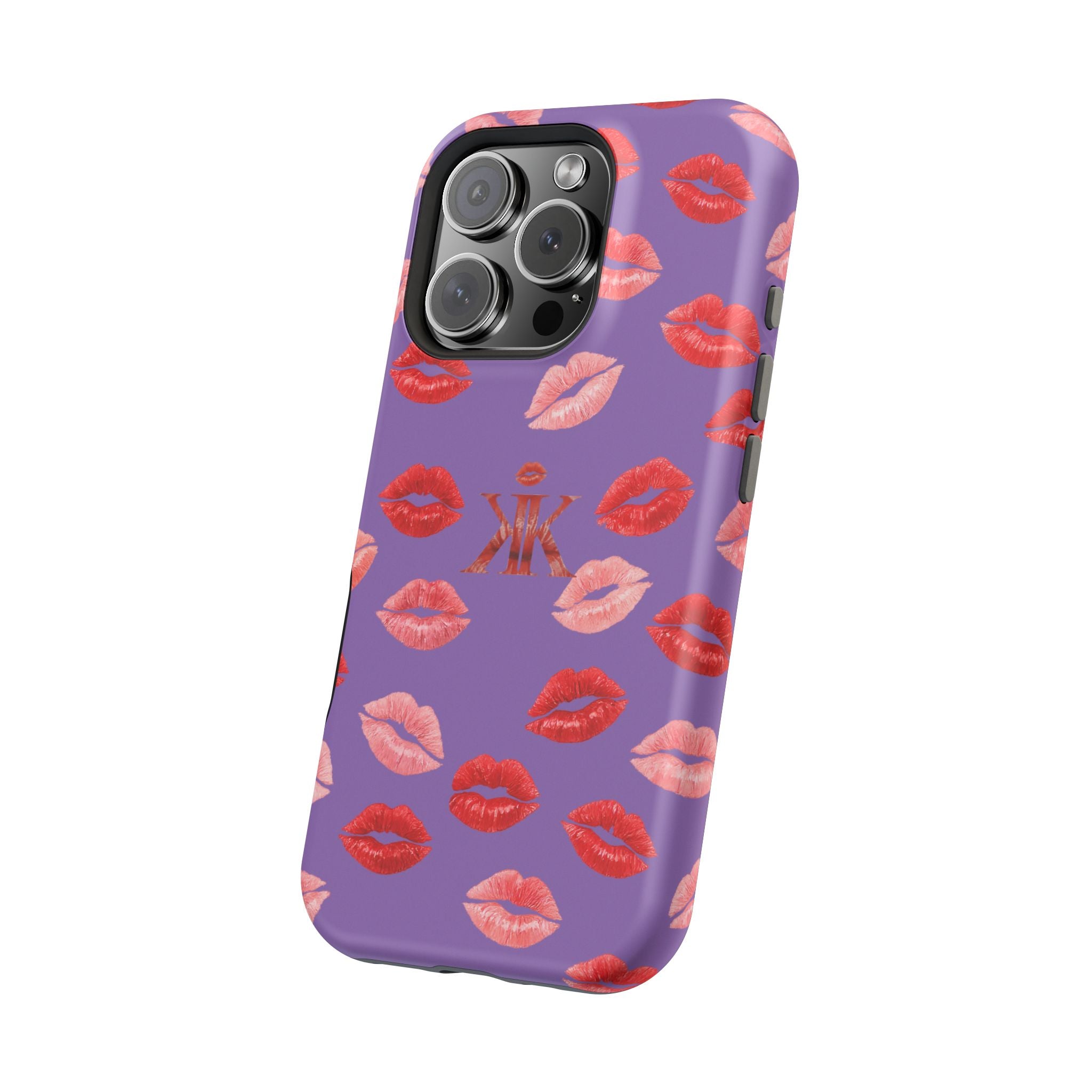 Psyche Collection Light Purple - Kiss Pattern Magnetic Impact Phone Case