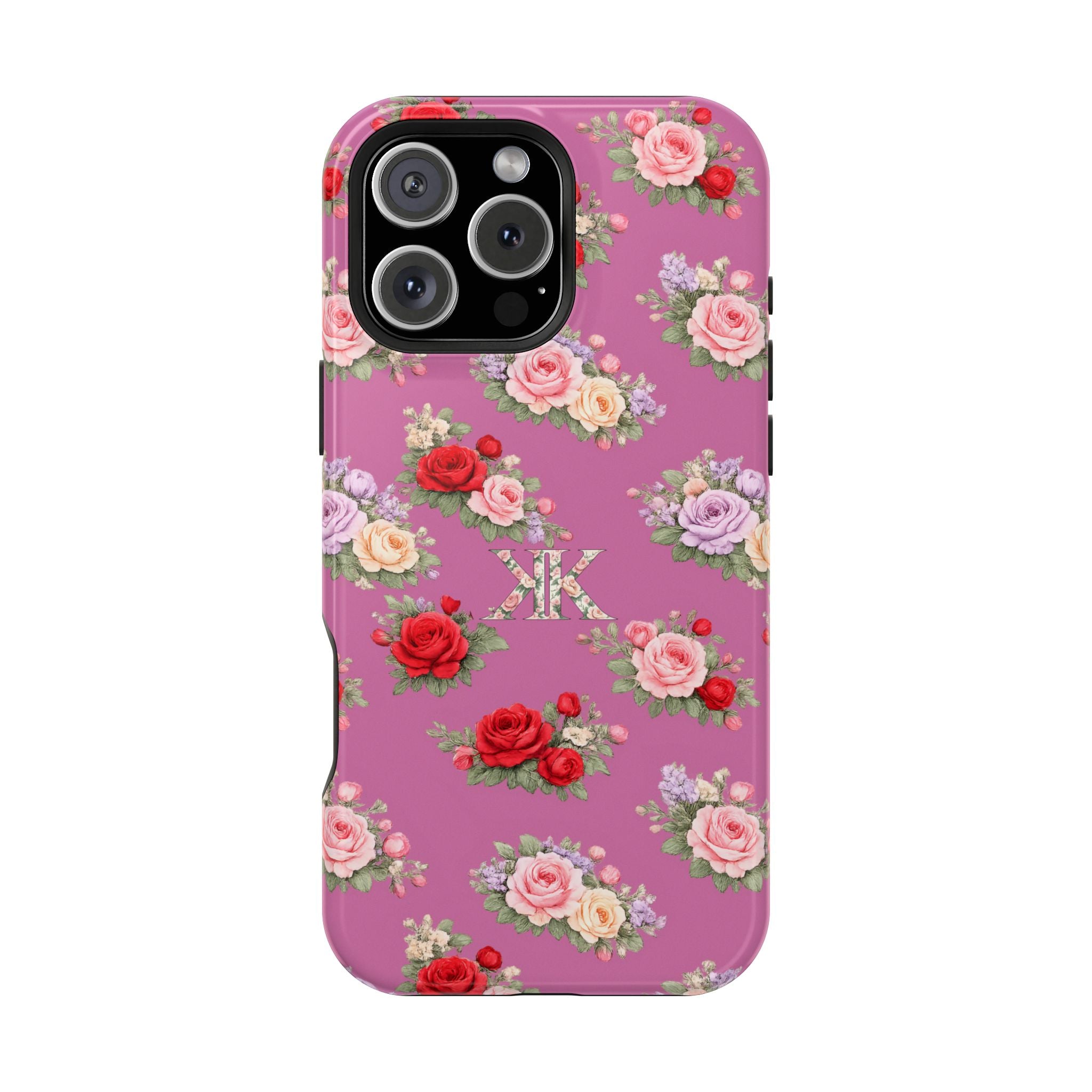 Anthos Collection Light Pink  Vintage Floral Rose Pattern Magnetic Impact-Resistant Phone Case