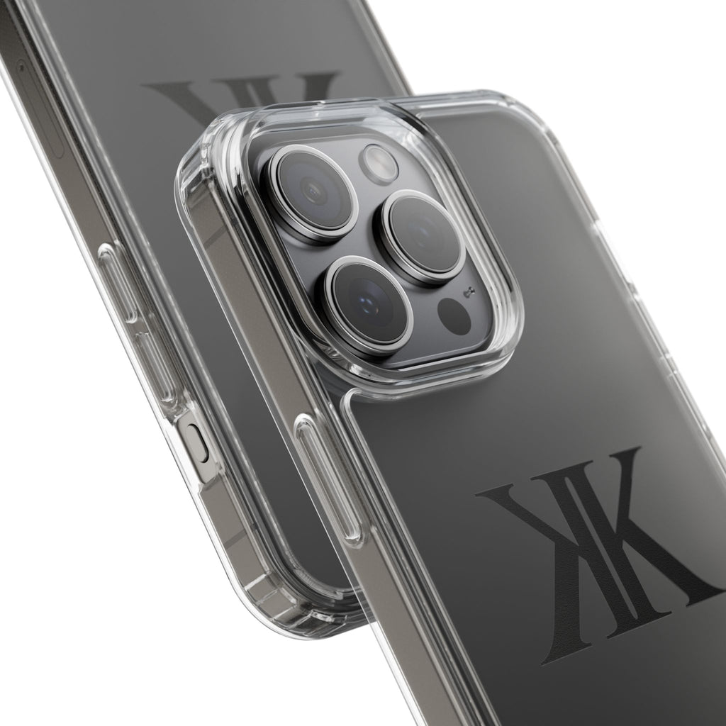 Kairos Kosmos Clear Phone Case — Minimal Black KK Monogram