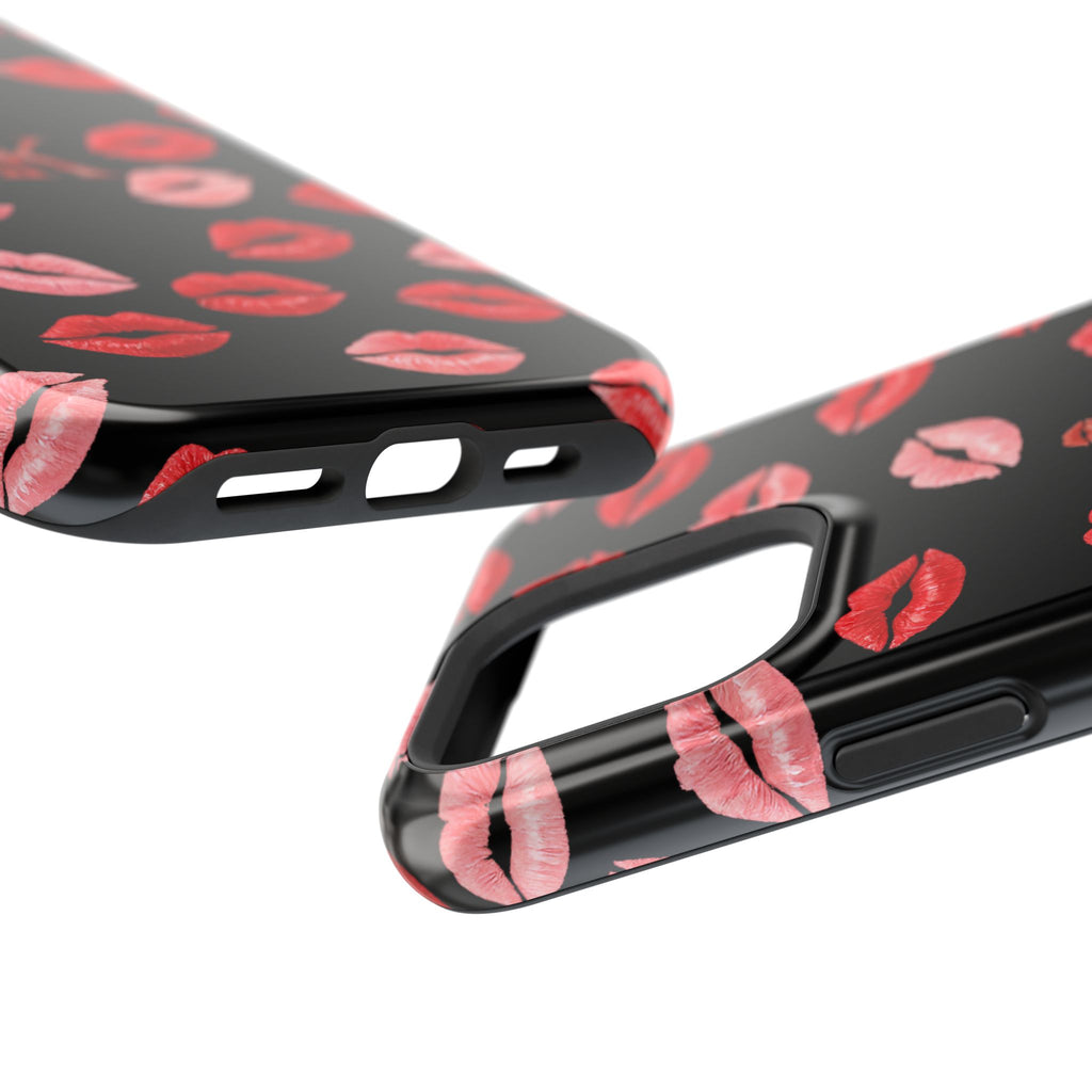 Psyche Collection BLACK - Kiss Pattern Magnetic Impact Phone Case