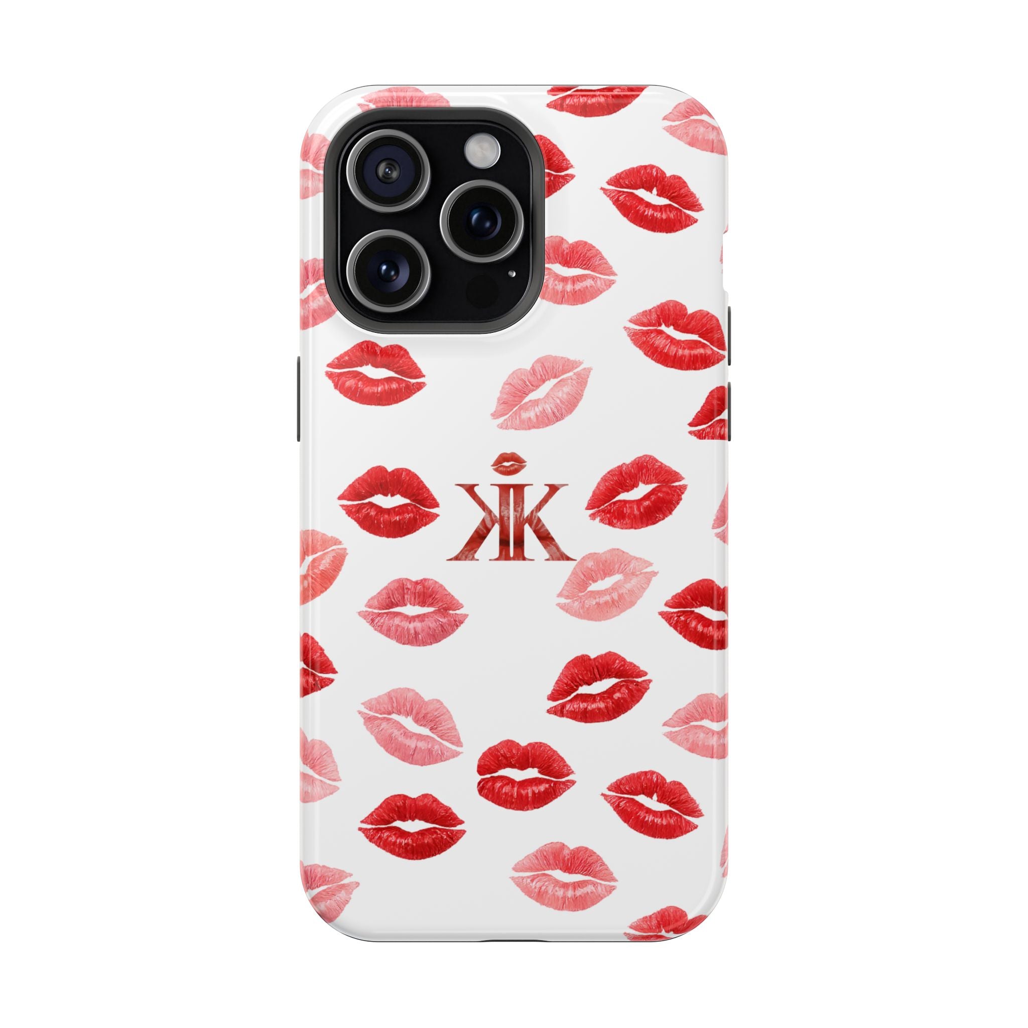 Psyche Collection White - Kiss Pattern Magnetic Impact Phone Case