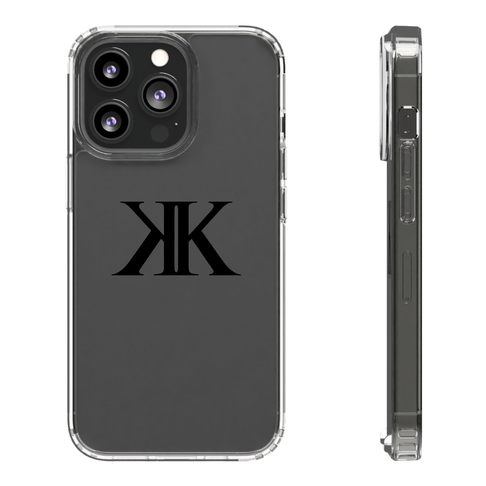 Kairos Kosmos Clear Phone Case — Minimal Black KK Monogram