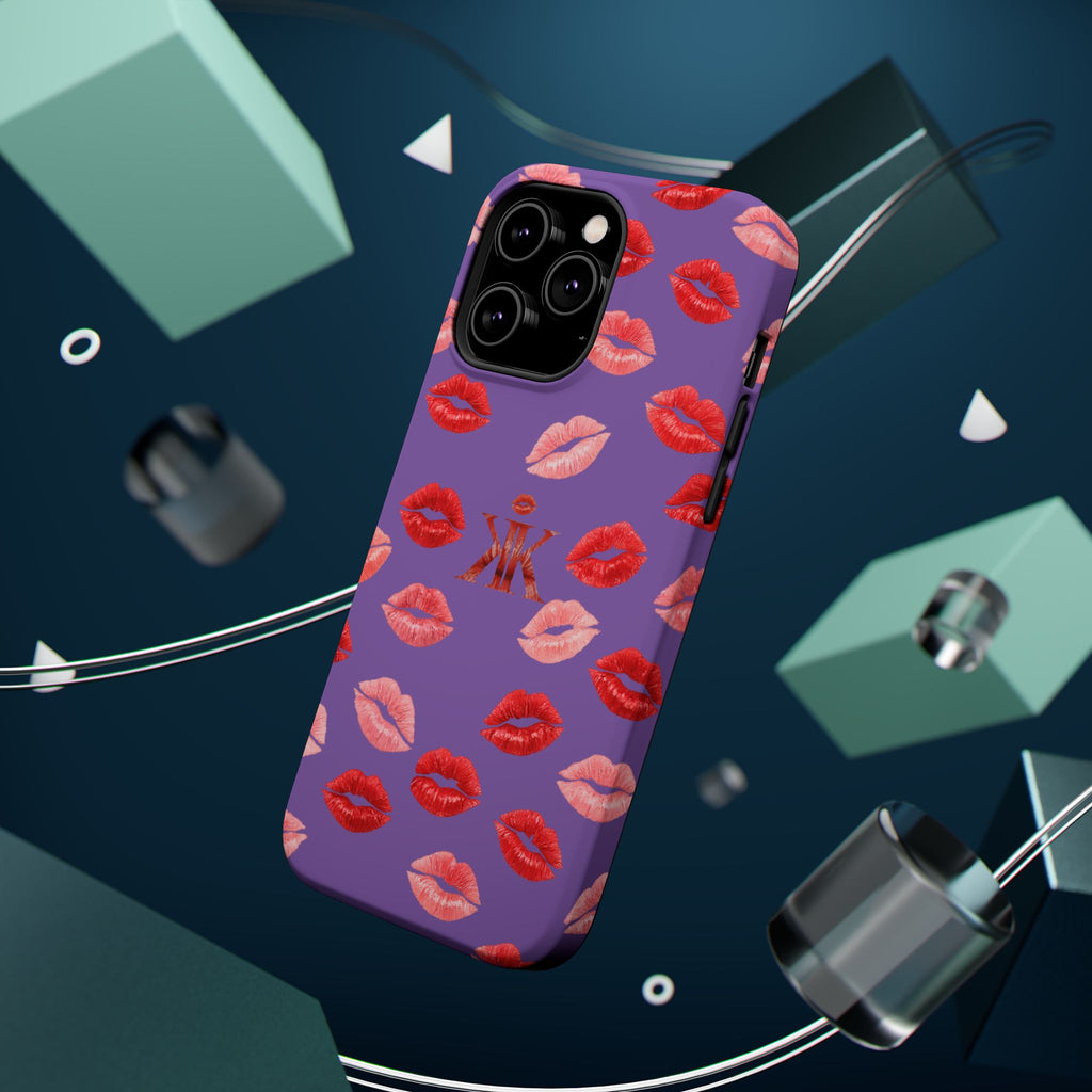 Psyche Collection Light Purple - Kiss Pattern Magnetic Impact Phone Case