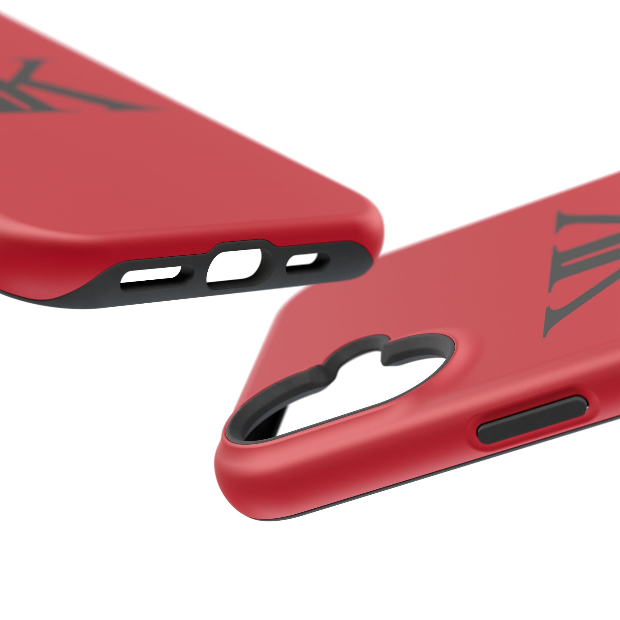 Magnetic Impact-Resistant RED Case with Bold KK Monogram