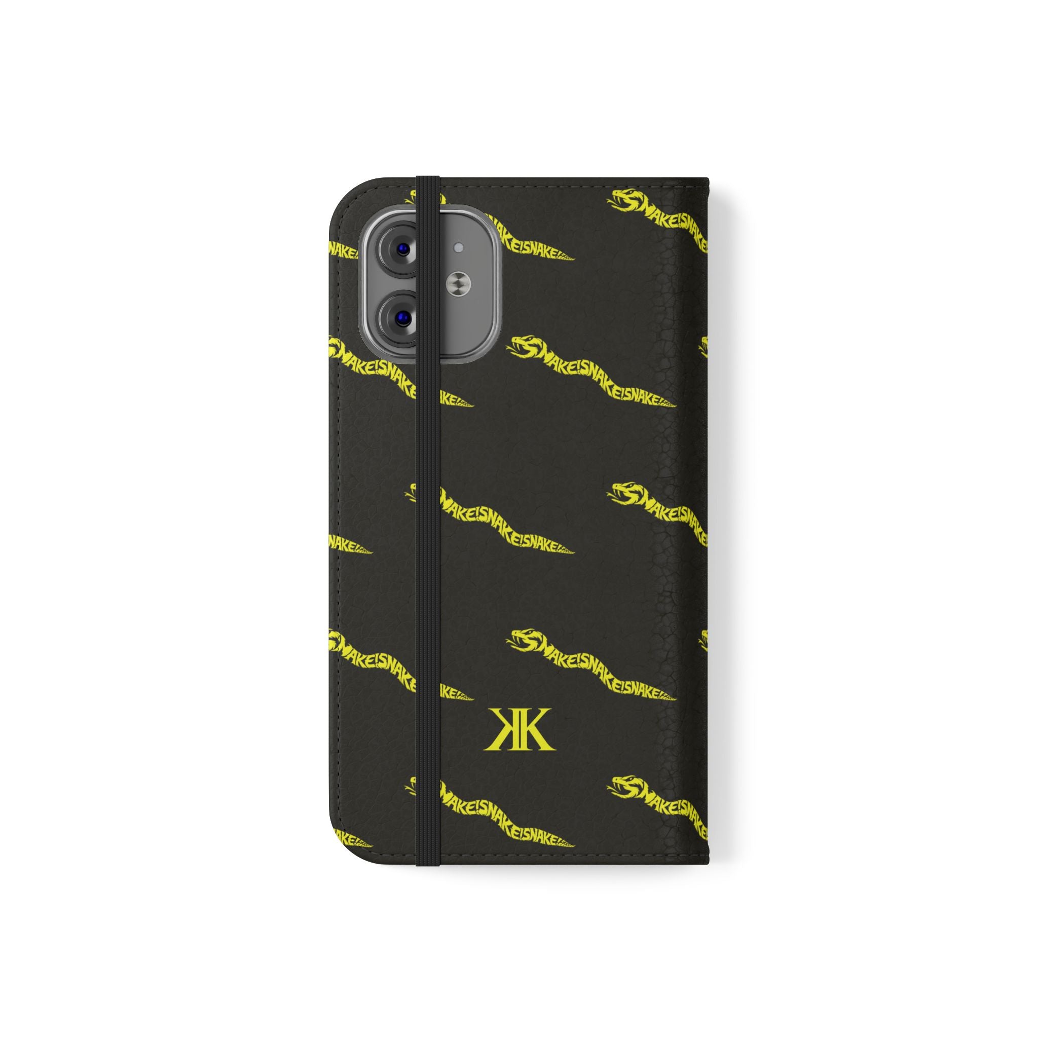 Aspis Collection Flip Case Phone Wallet — Black & Gold Kairos Kosmos Pattern
