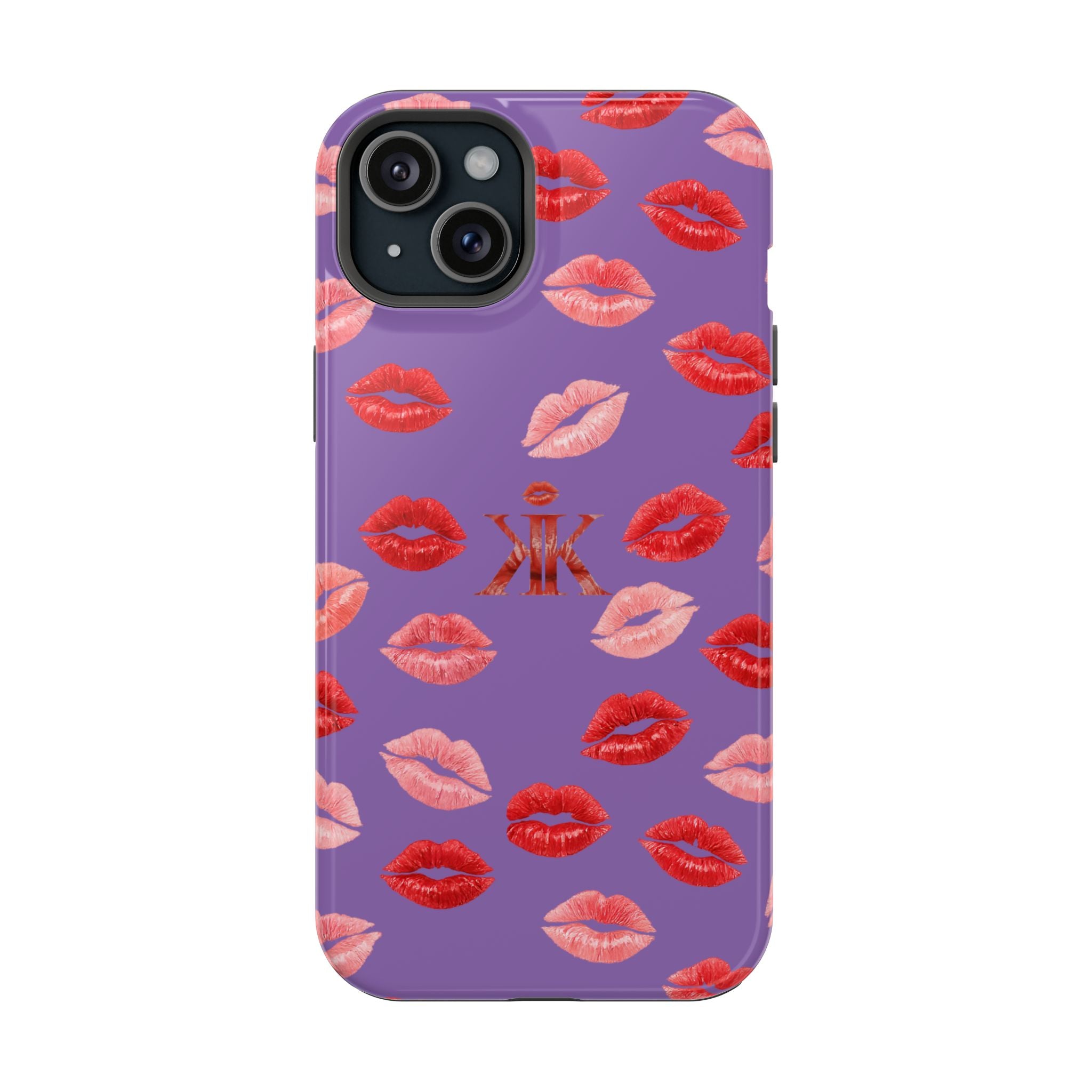 Psyche Collection Light Purple - Kiss Pattern Magnetic Impact Phone Case