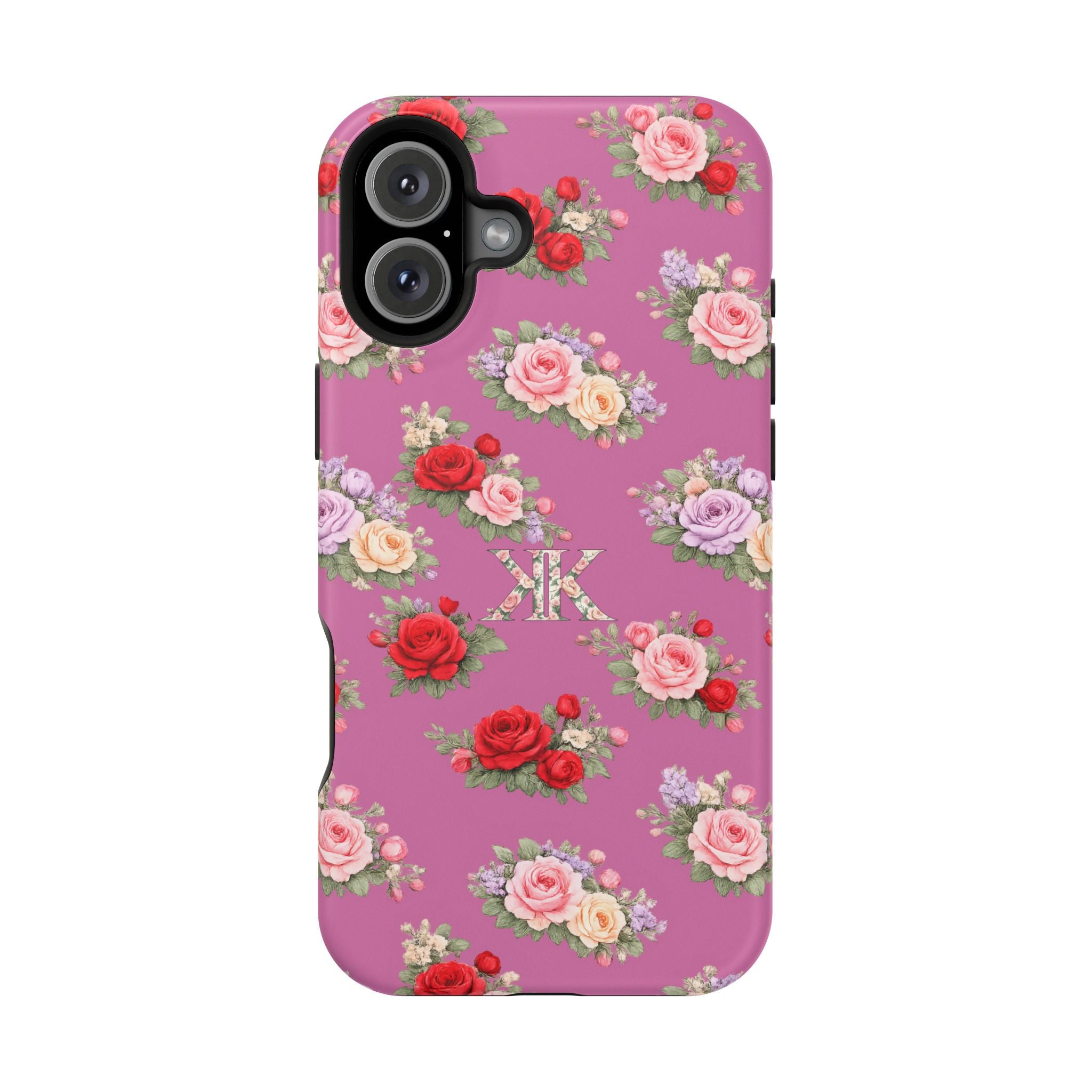 Anthos Collection Light Pink  Vintage Floral Rose Pattern Magnetic Impact-Resistant Phone Case