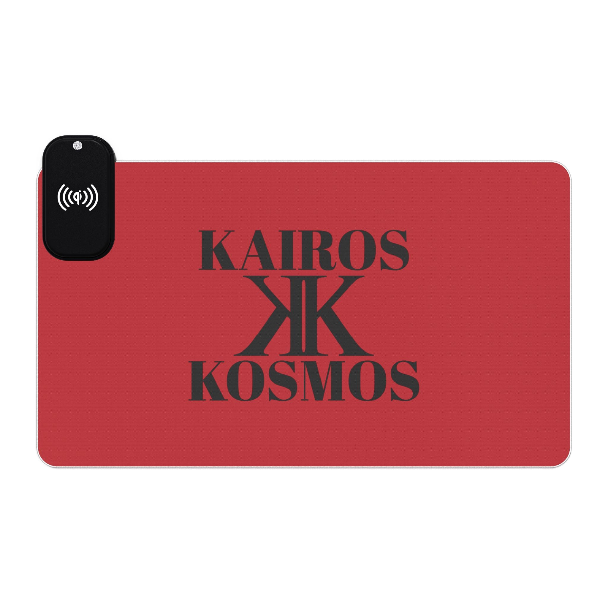 LED Wireless Charging Gaming Mouse Pad RED — Kairos Kosmos Logo Desk Mat