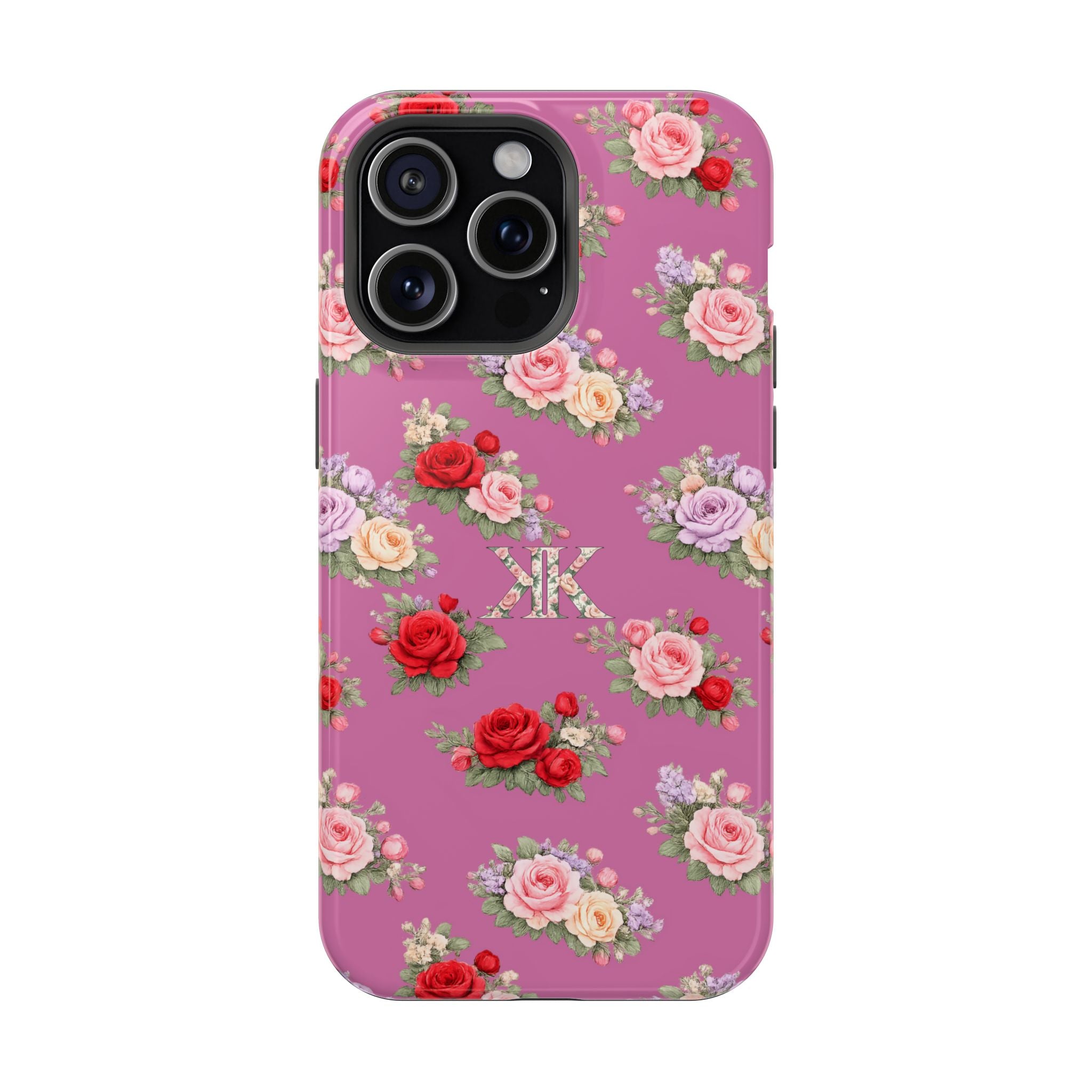 Anthos Collection Light Pink  Vintage Floral Rose Pattern Magnetic Impact-Resistant Phone Case