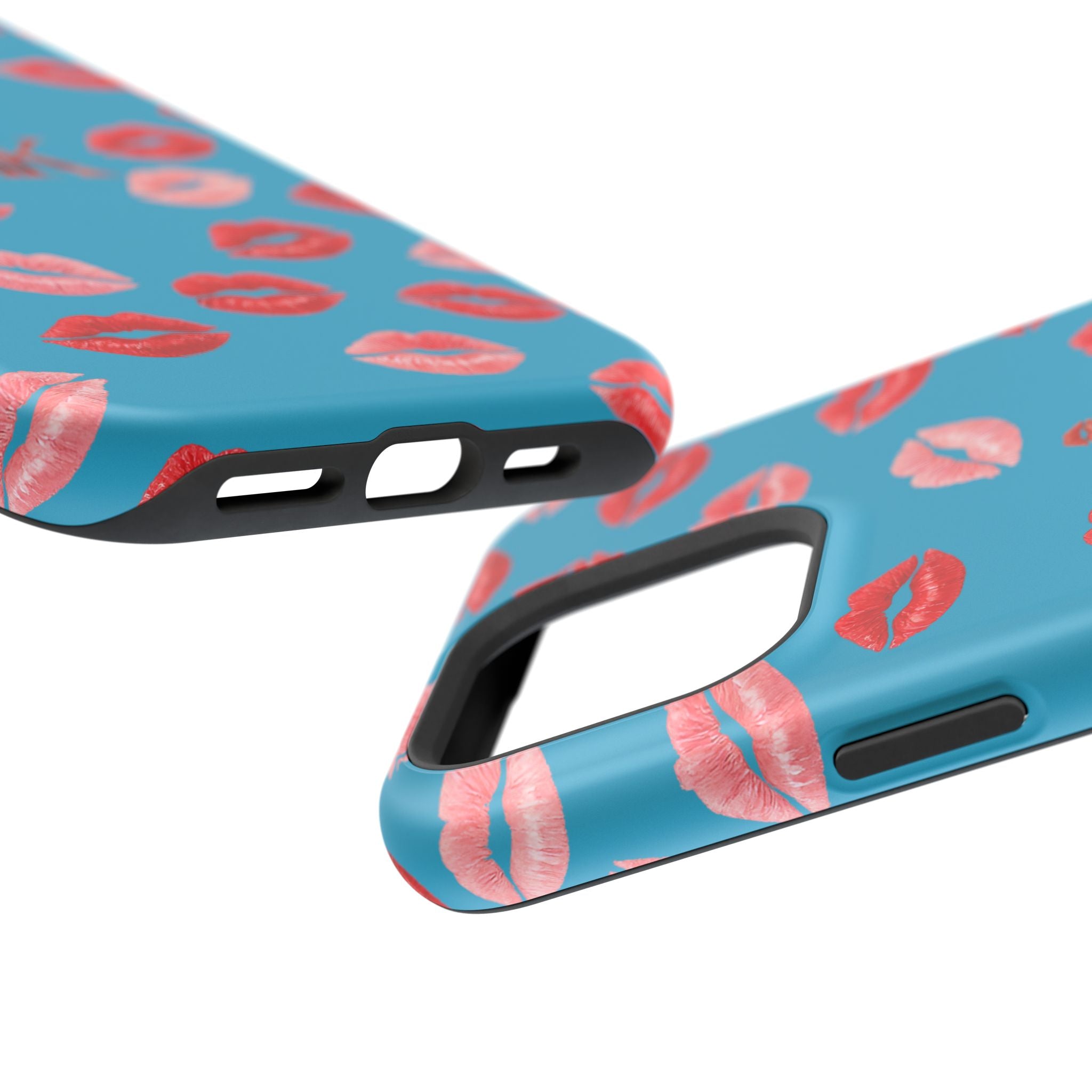 Psyche Collection Turquoise - Kiss Pattern Magnetic Impact Phone Case