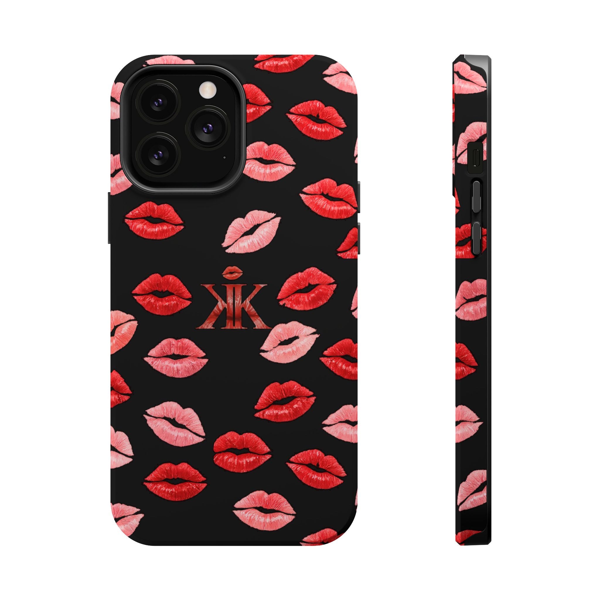 Psyche Collection BLACK - Kiss Pattern Magnetic Impact Phone Case