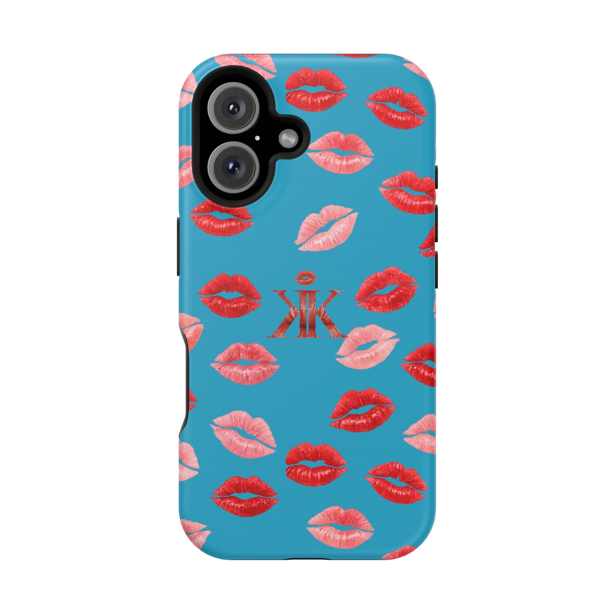 Psyche Collection Turquoise - Kiss Pattern Magnetic Impact Phone Case