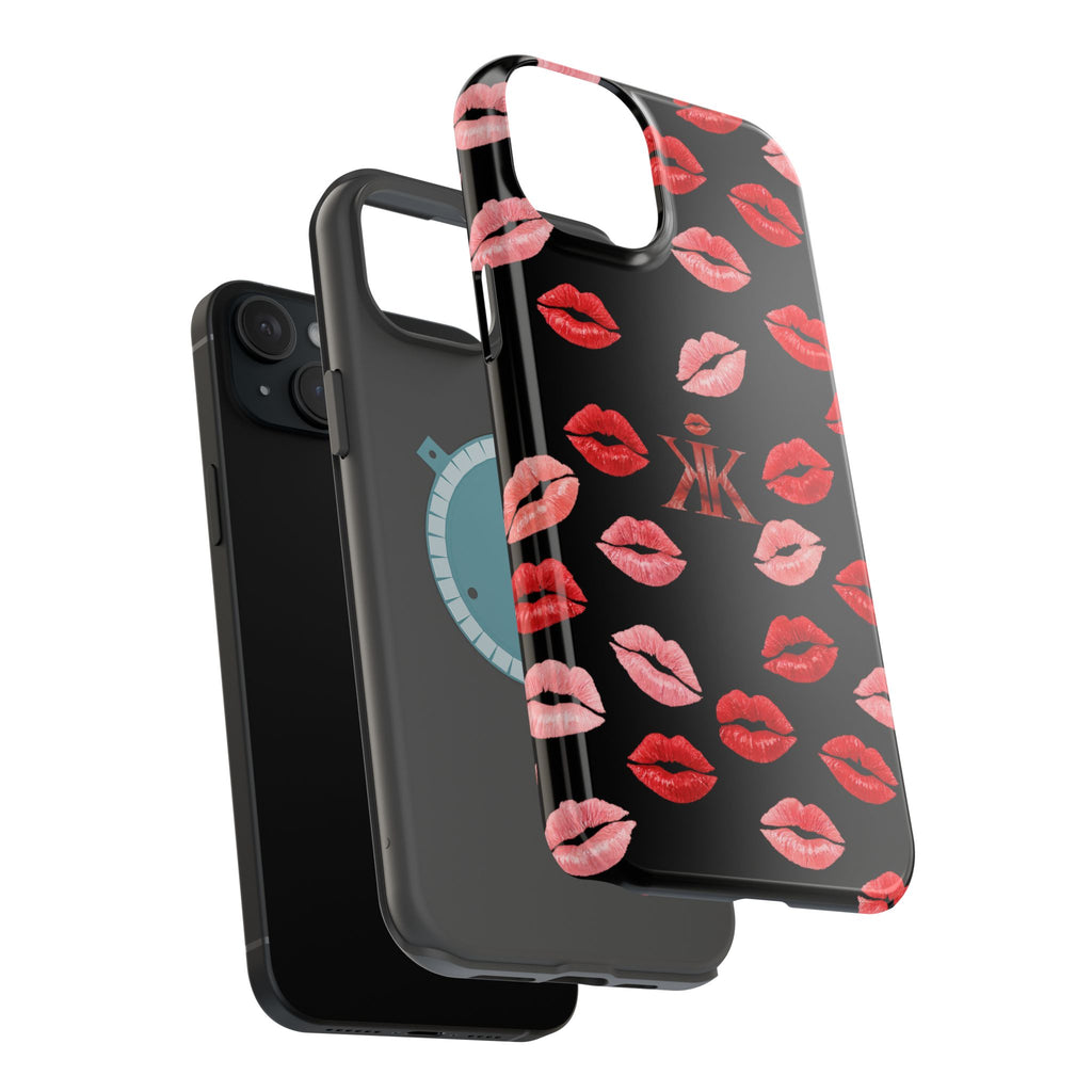Psyche Collection BLACK - Kiss Pattern Magnetic Impact Phone Case