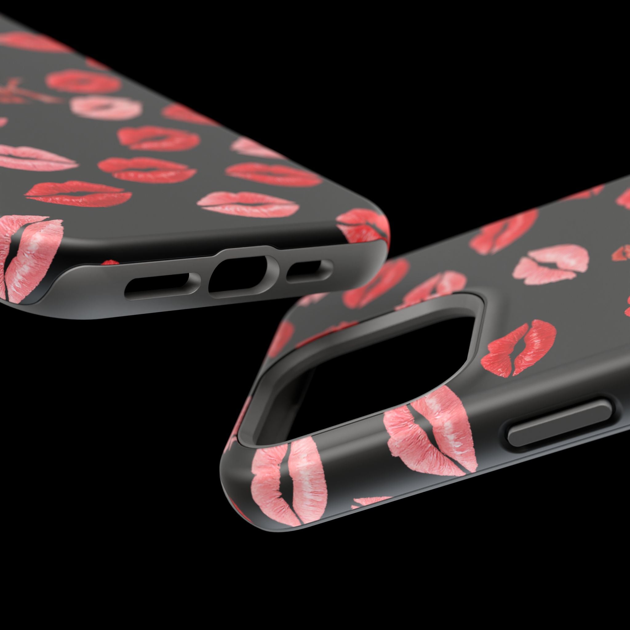 Psyche Collection BLACK - Kiss Pattern Magnetic Impact Phone Case