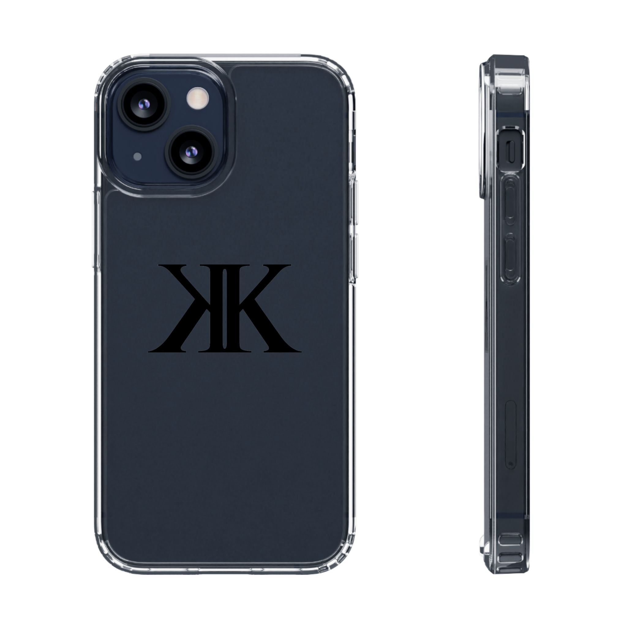 Kairos Kosmos Clear Phone Case — Minimal Black KK Monogram