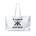 Kairos Kosmos Weekender Bag — Oversized White Travel Tote with Rope Handles