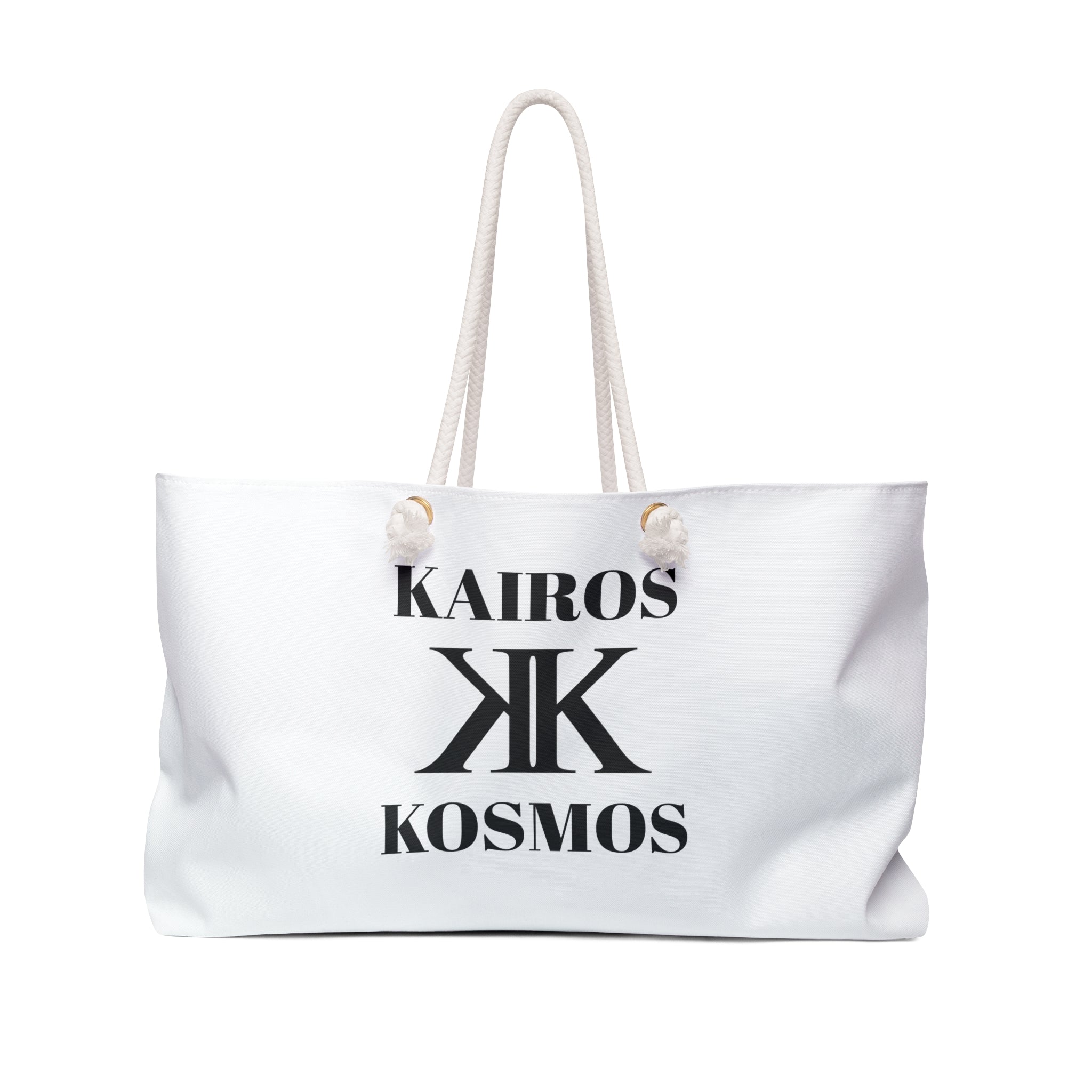 Kairos Kosmos Weekender Bag — Oversized White Travel Tote with Rope Handles