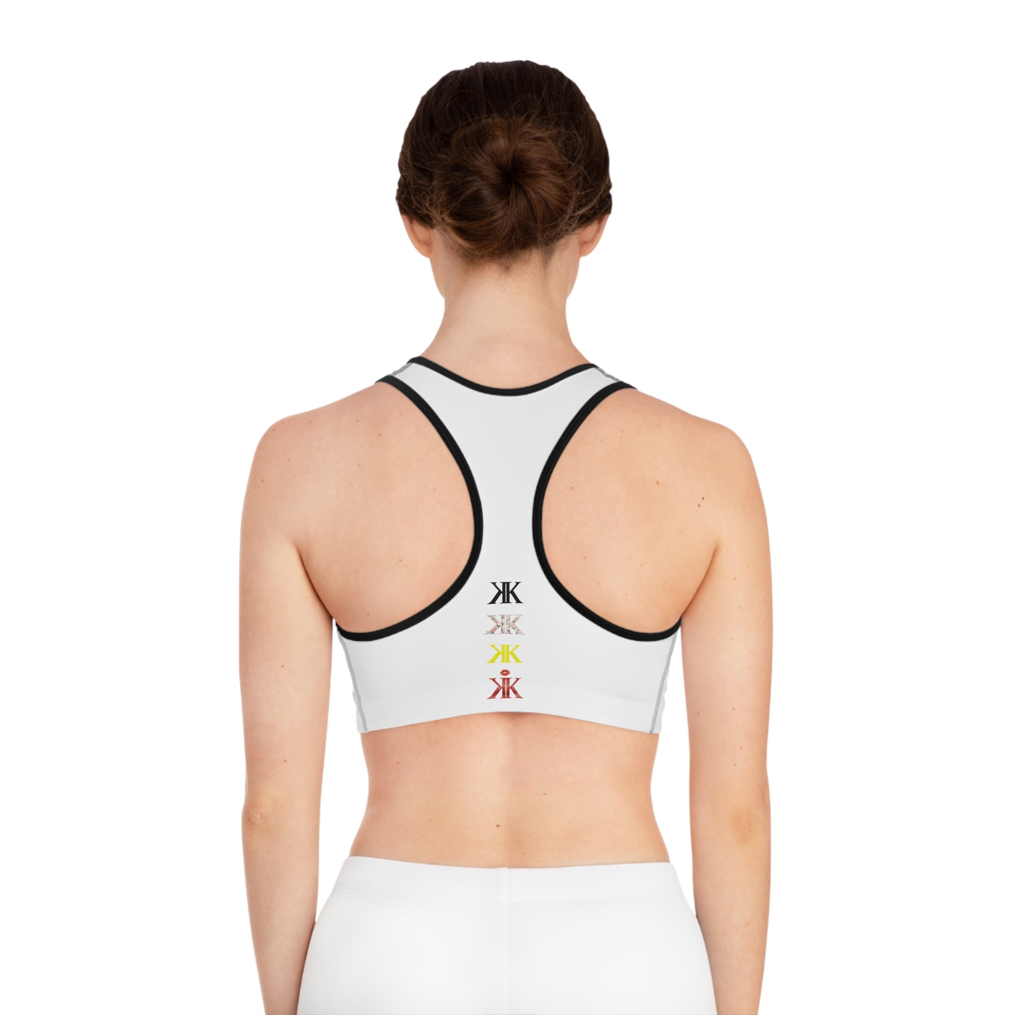 Sigil Collection Minimalist Stacked Logo Sports Bra — Colorful Monogram Activewear
