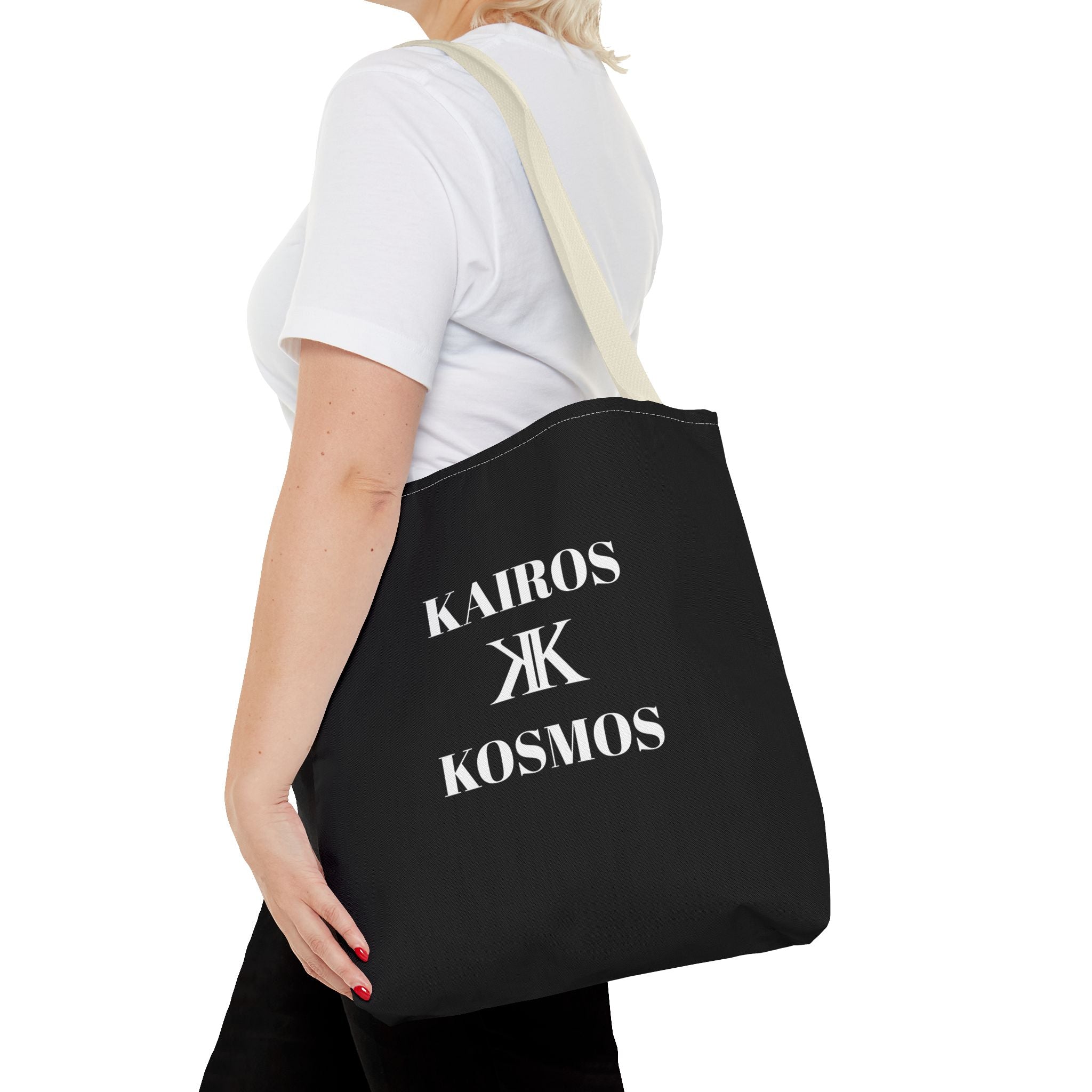 Kairos Kosmos BLACK Tote Bag – Minimalist Monogram Tote