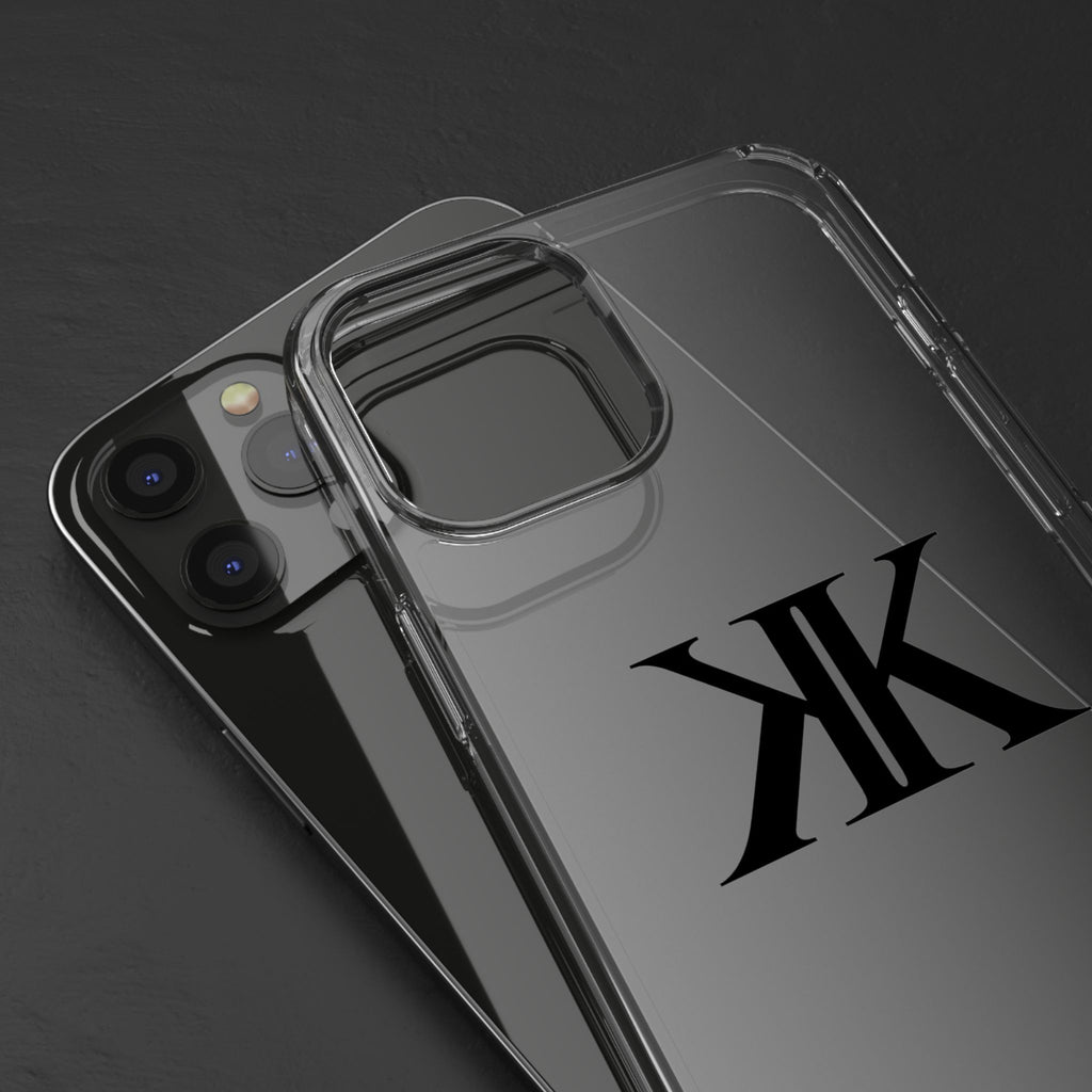 Kairos Kosmos Clear Phone Case — Minimal Black KK Monogram