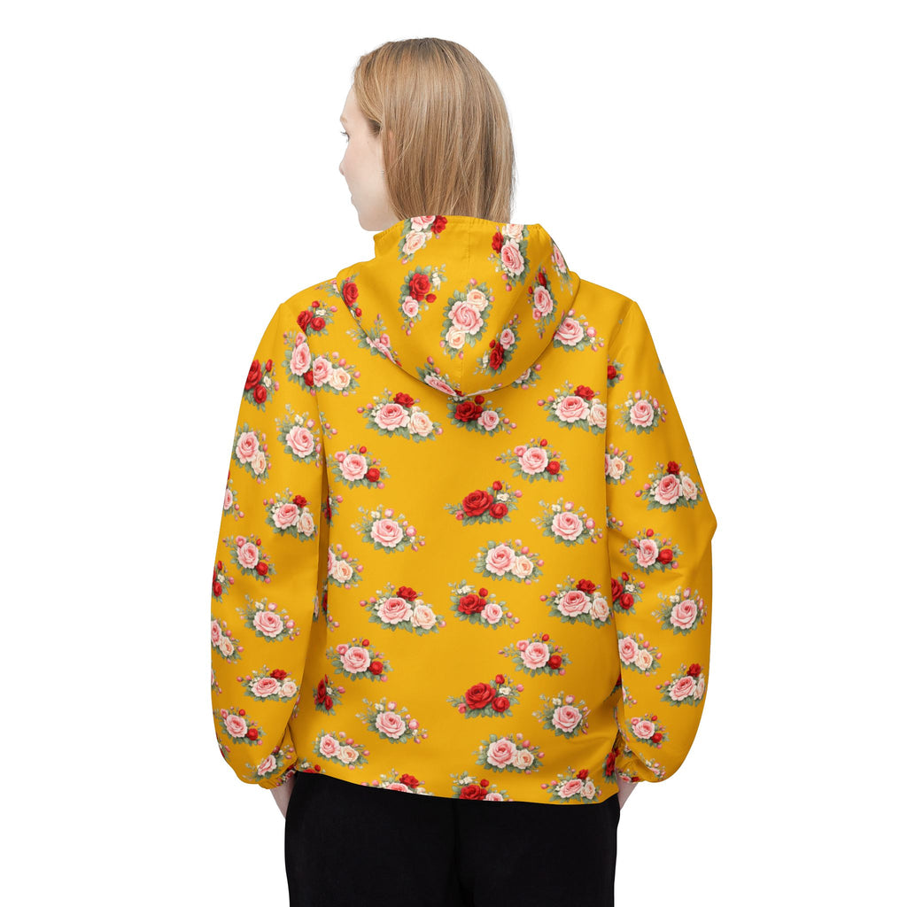Anthos Collection Yellow Floral Rose Panel Windbreaker Jacket