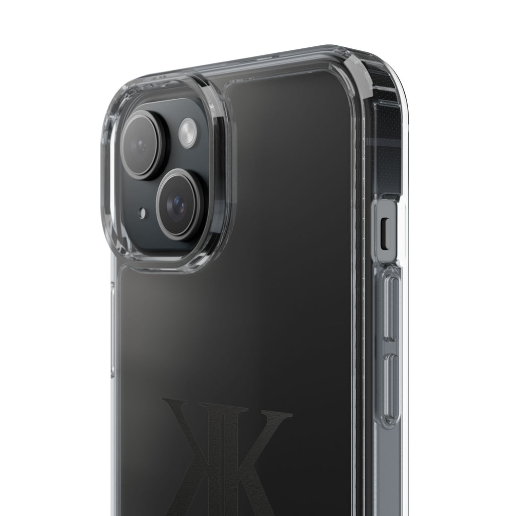 Kairos Kosmos Clear Phone Case — Minimal Black KK Monogram