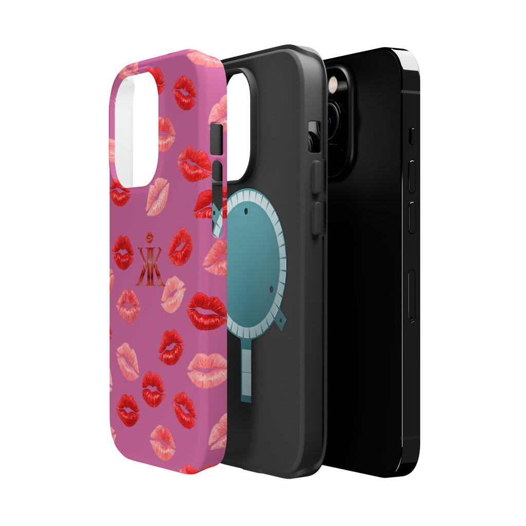 Psyche Collection Light Pink - Kiss Pattern Magnetic Impact Phone Case
