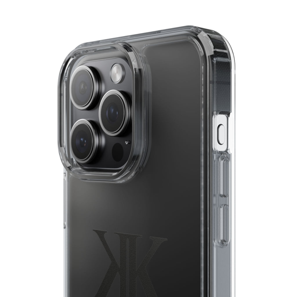 Kairos Kosmos Clear Phone Case — Minimal Black KK Monogram