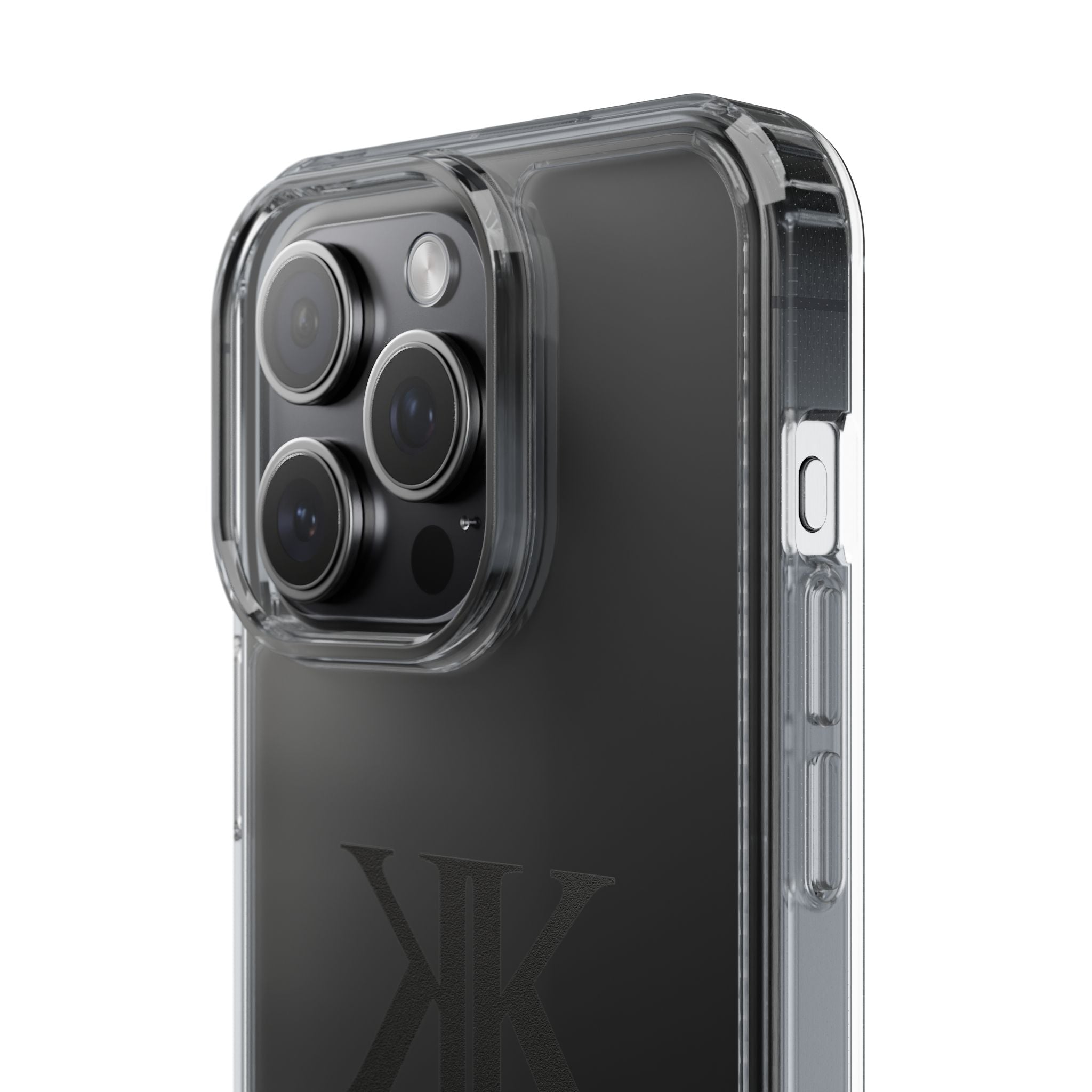 Kairos Kosmos Clear Phone Case — Minimal Black KK Monogram