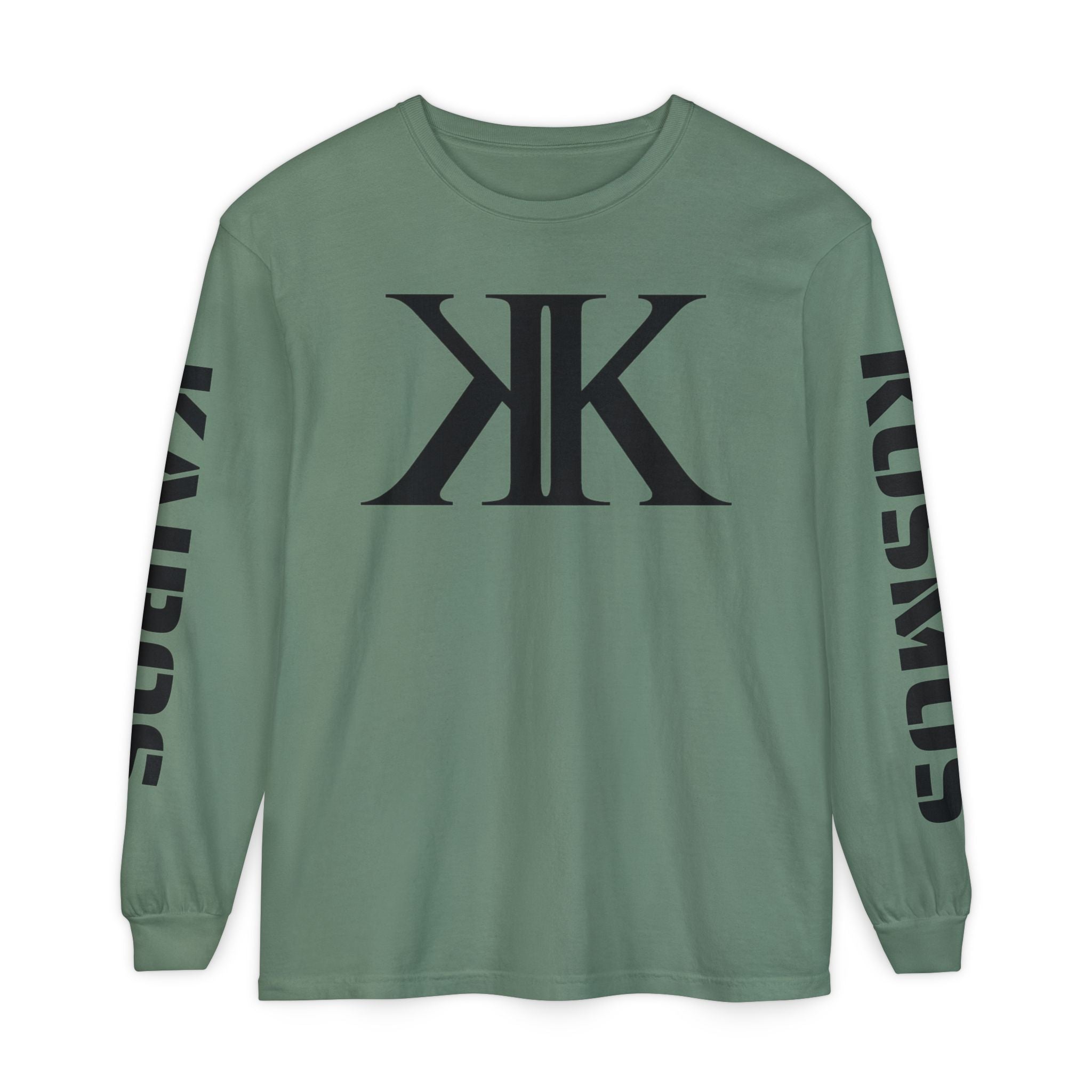 KOSMOS Monogram Uni-Sex Long Sleeve Tee — Bold Black Logo Sleeve Shirt