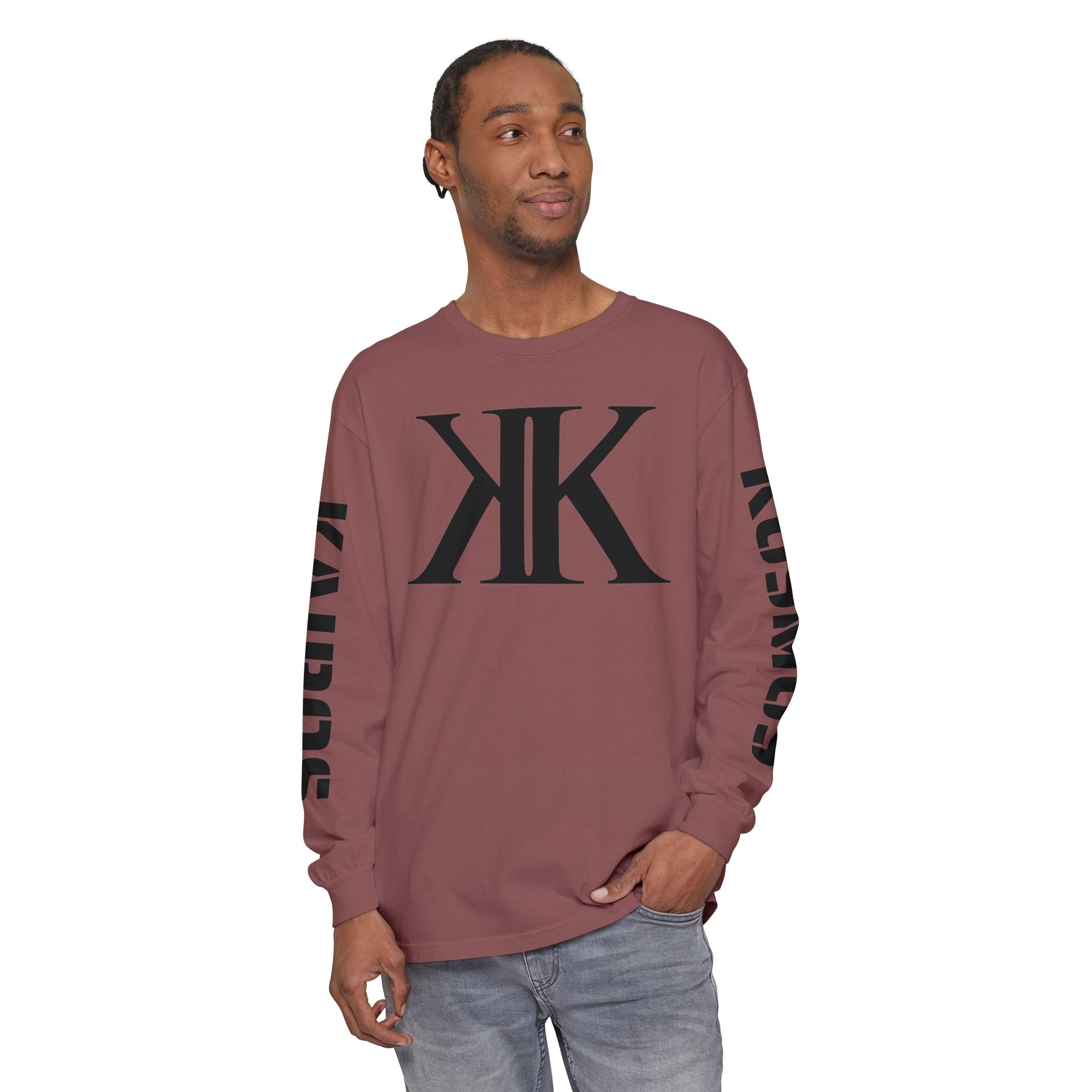 KOSMOS Monogram Uni-Sex Long Sleeve Tee — Bold Black Logo Sleeve Shirt