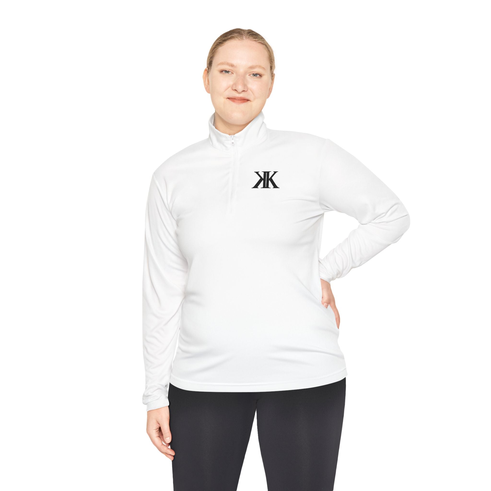 Quarter-Zip Pullover — Minimal Black KK Logo Athletic Pullover