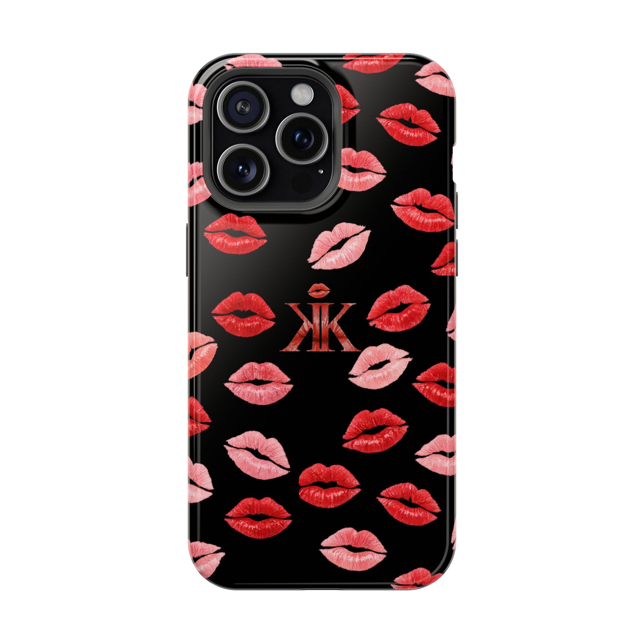 Psyche Collection BLACK - Kiss Pattern Magnetic Impact Phone Case