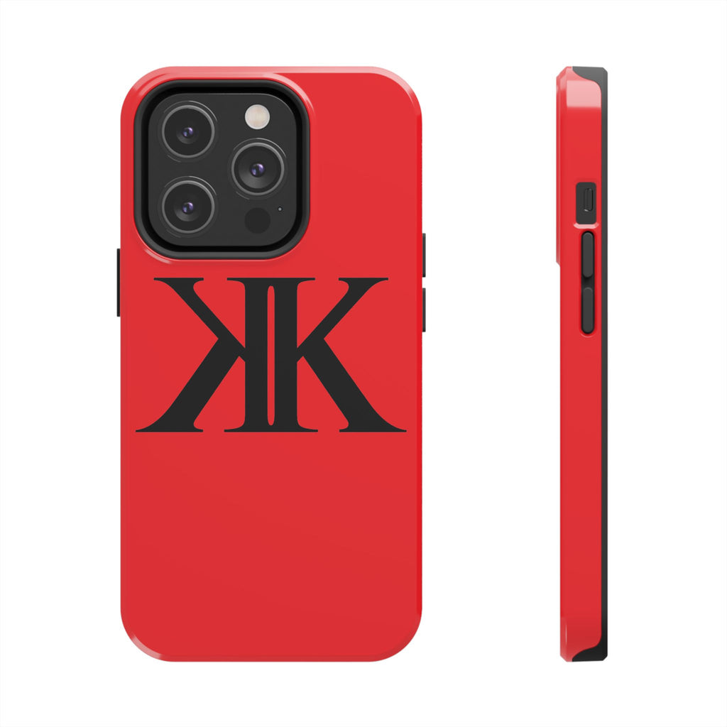 Monogram 'KK' RED Tough Phone Case — Minimal Black Initials Protective Cover