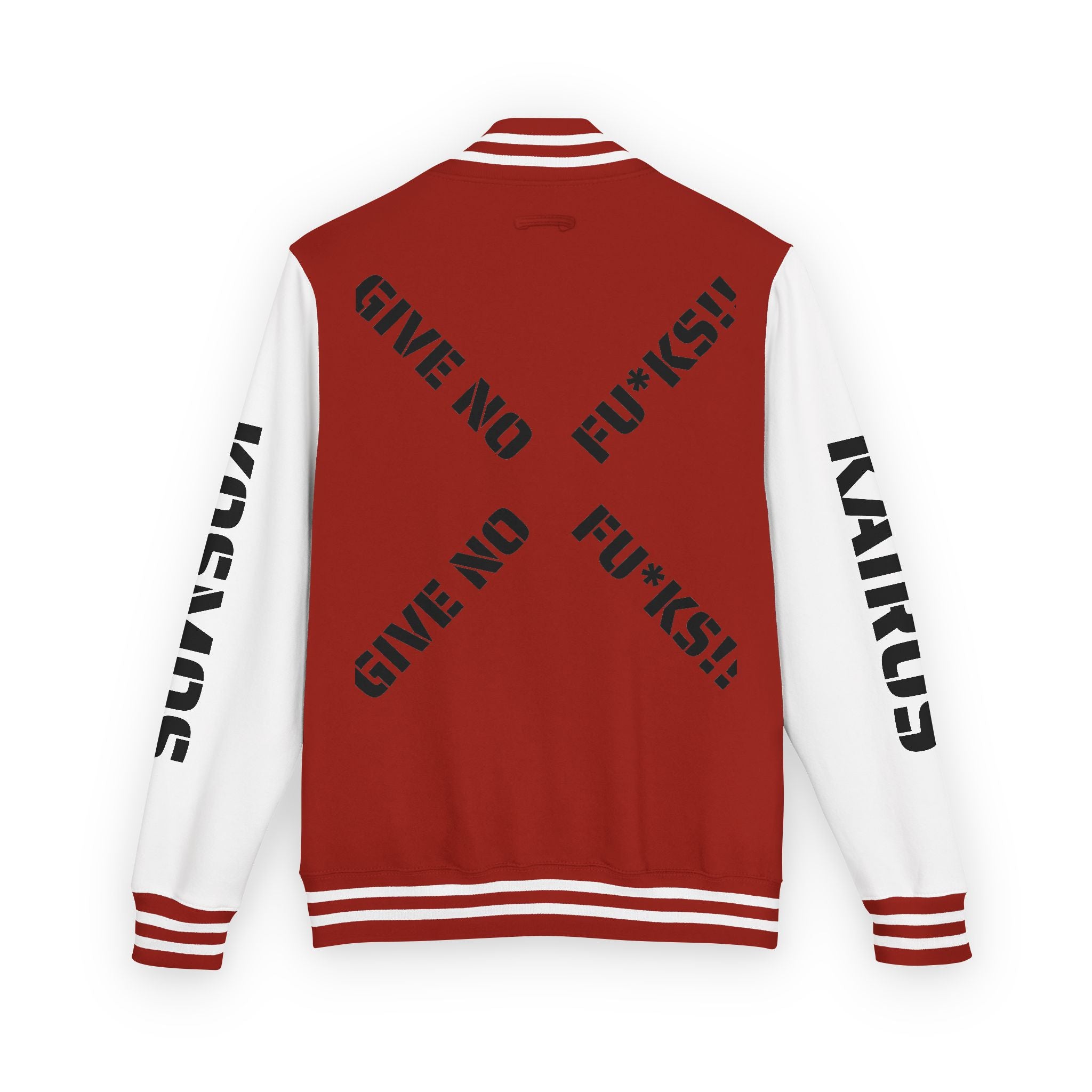 Letterman Jacket RED — "Give No Fu*ks" Bold Varsity Bomber